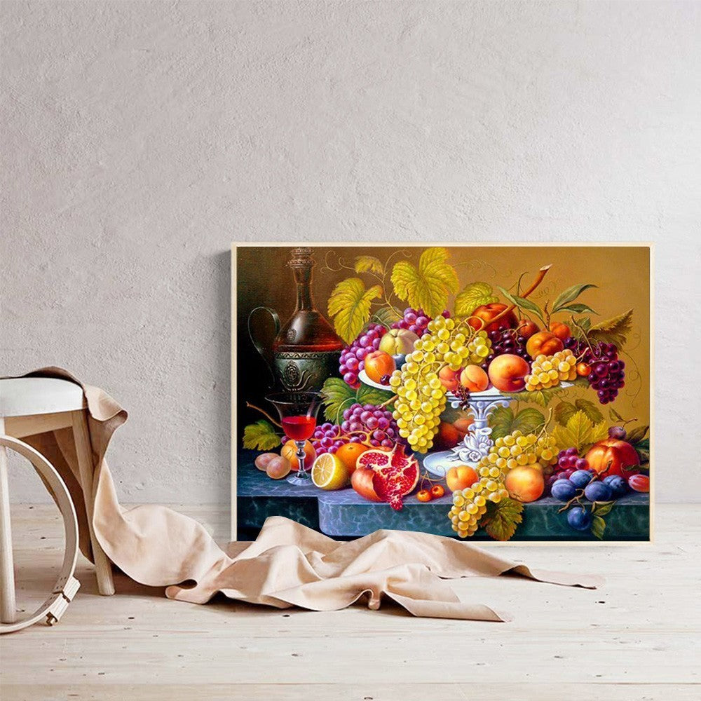 Full Square Glass Picture, Fruit Diamond Embroidery, Kitchen Wall Decor, Rhinestone Mosaic Picture