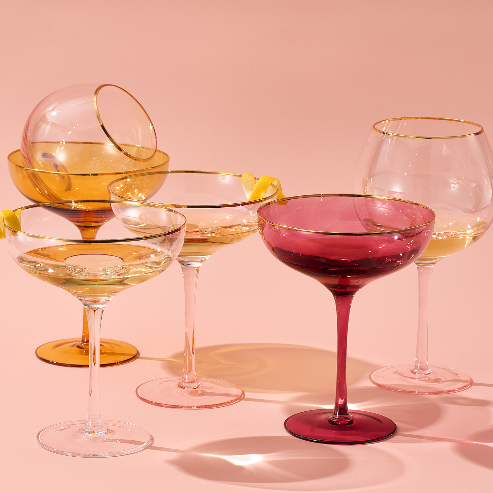 Palazzo Champagne Coupe, Cocktail Glassware, Set of 2, Yellow
