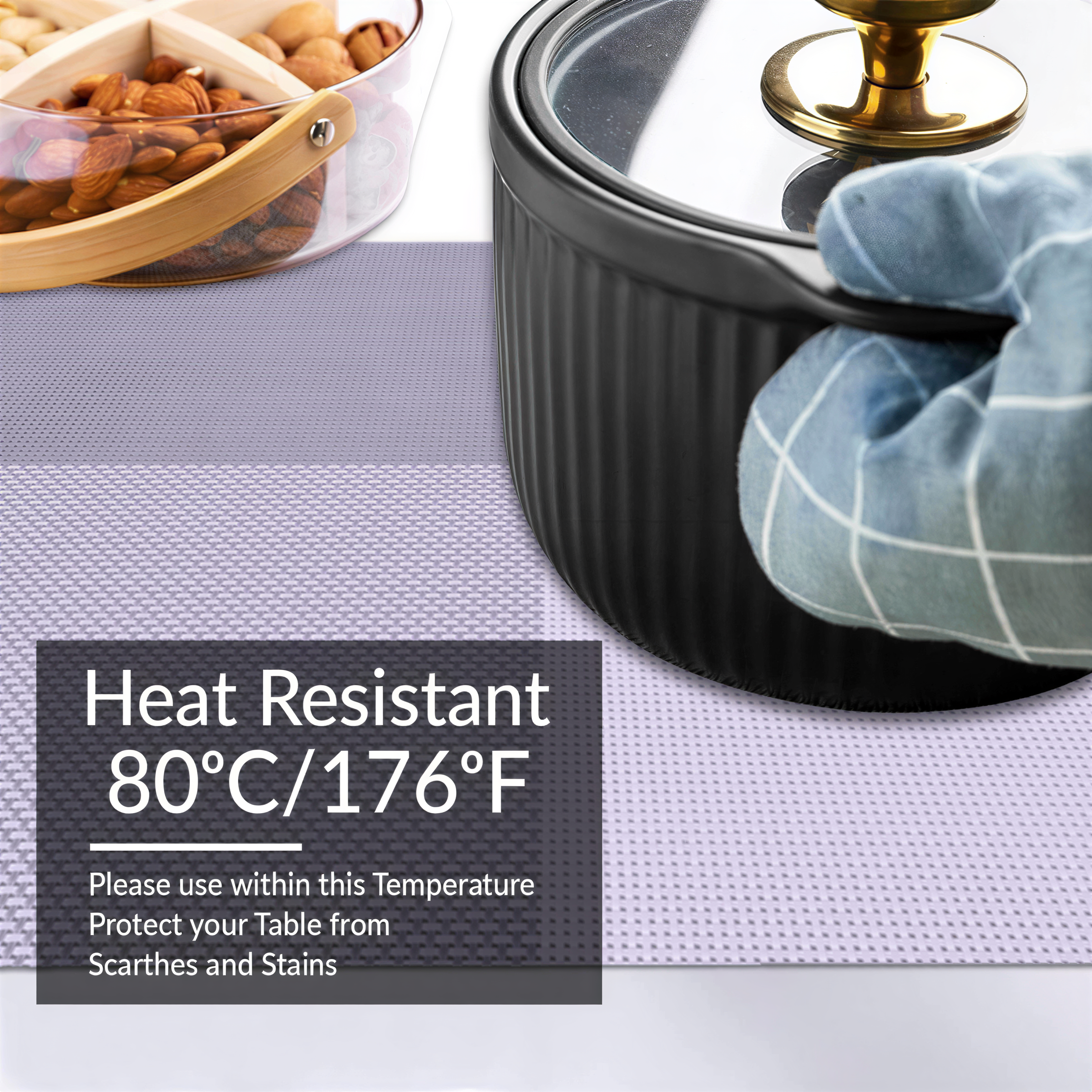 Vinyl Placemats – Washable, Heat Resistant Table Protectors | Non Slip, Durable Kitchen Mats