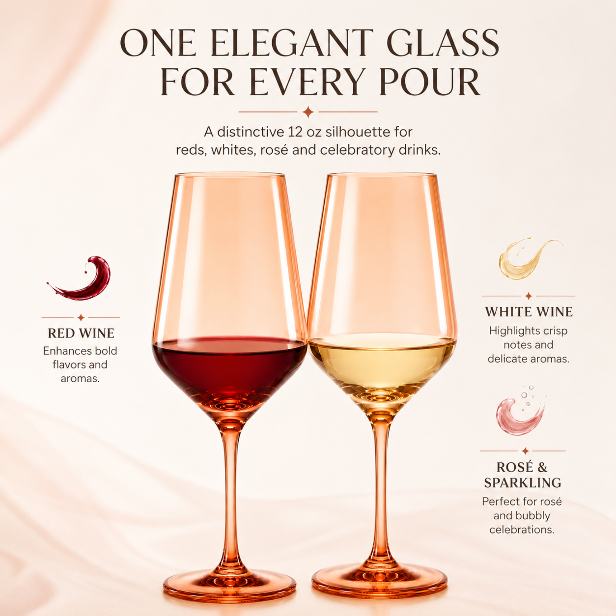 Tonal Stemmed Wine Glassware, Burnt Orange, Set of 2
