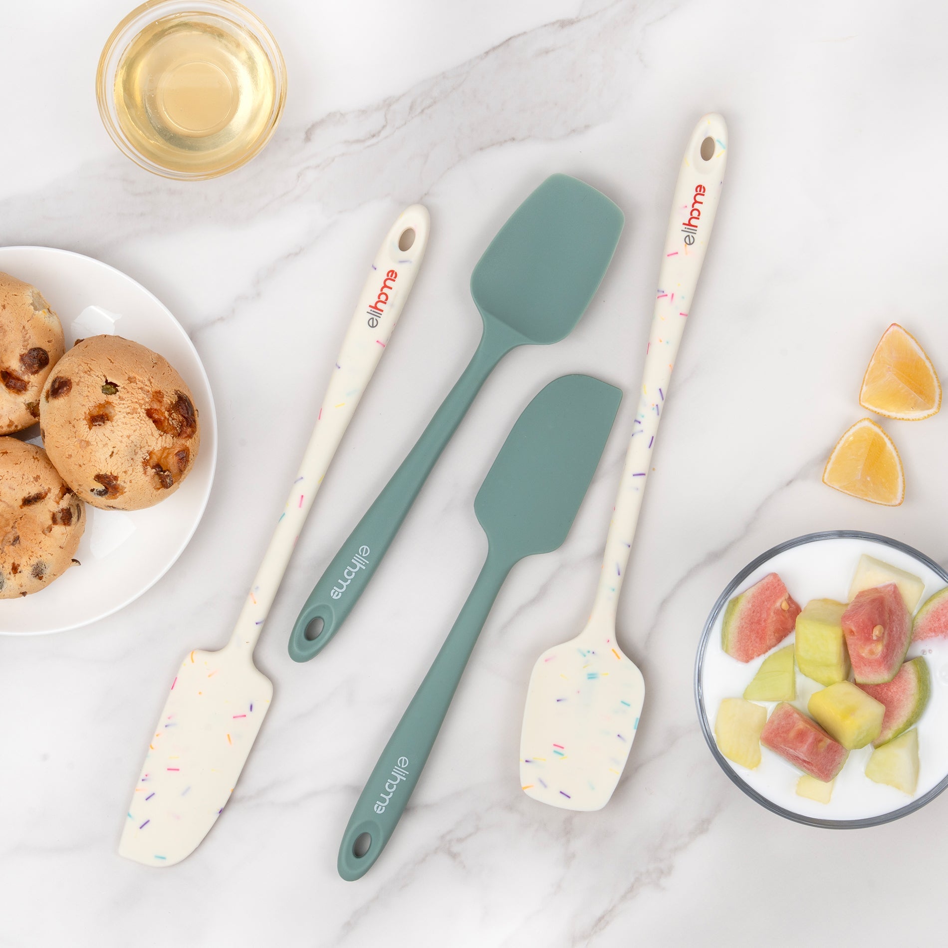8 Piece Silicone Spatula Set - Teal Grey