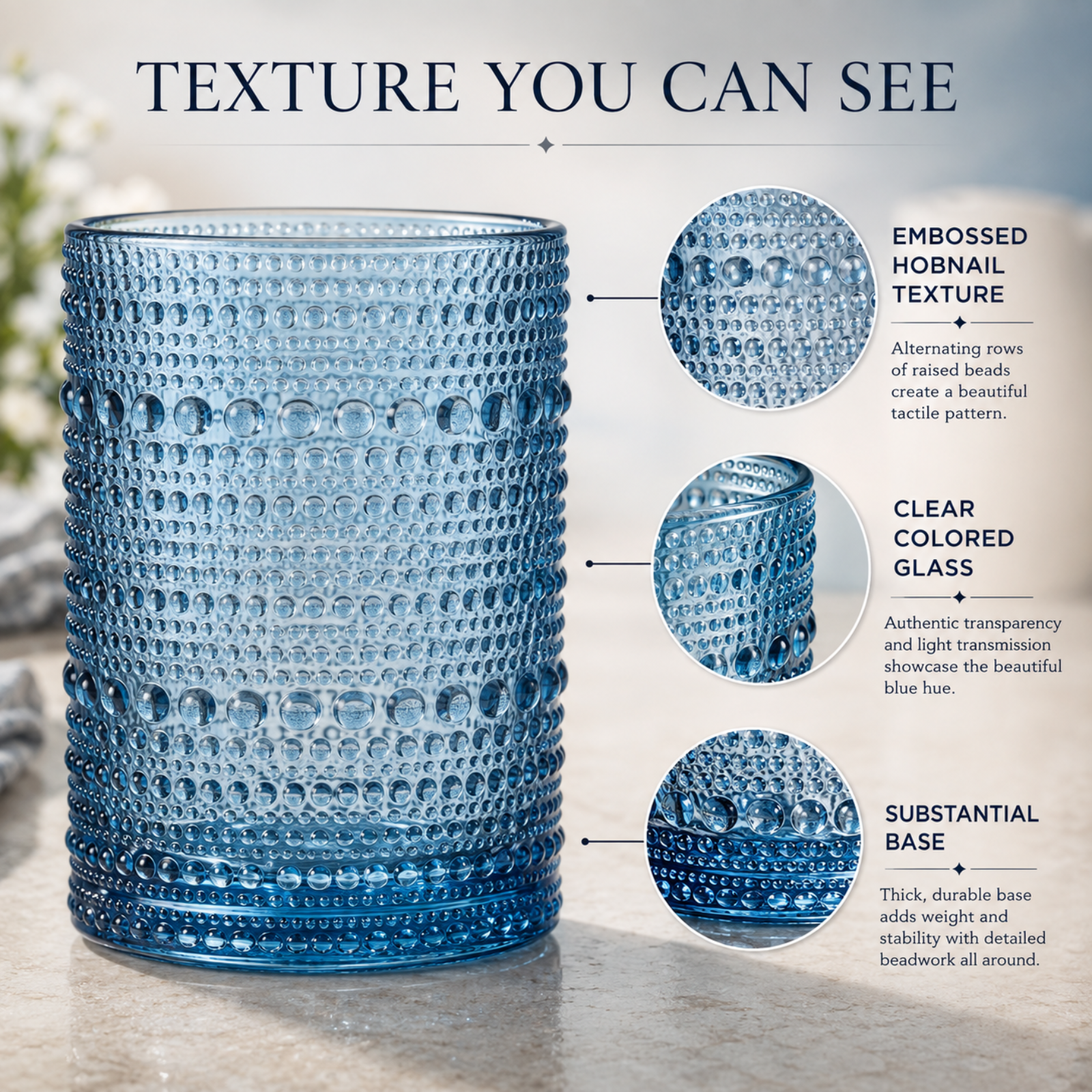 Textured Hobnail Lowball & Highball Glassware, Set of 12
