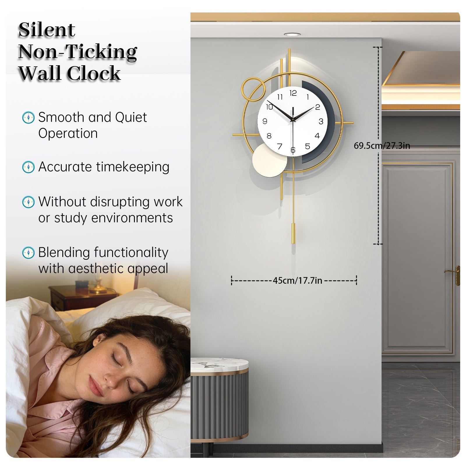 Modern Abstract Wall Clock Minimalist Metal Decorative Home Decor