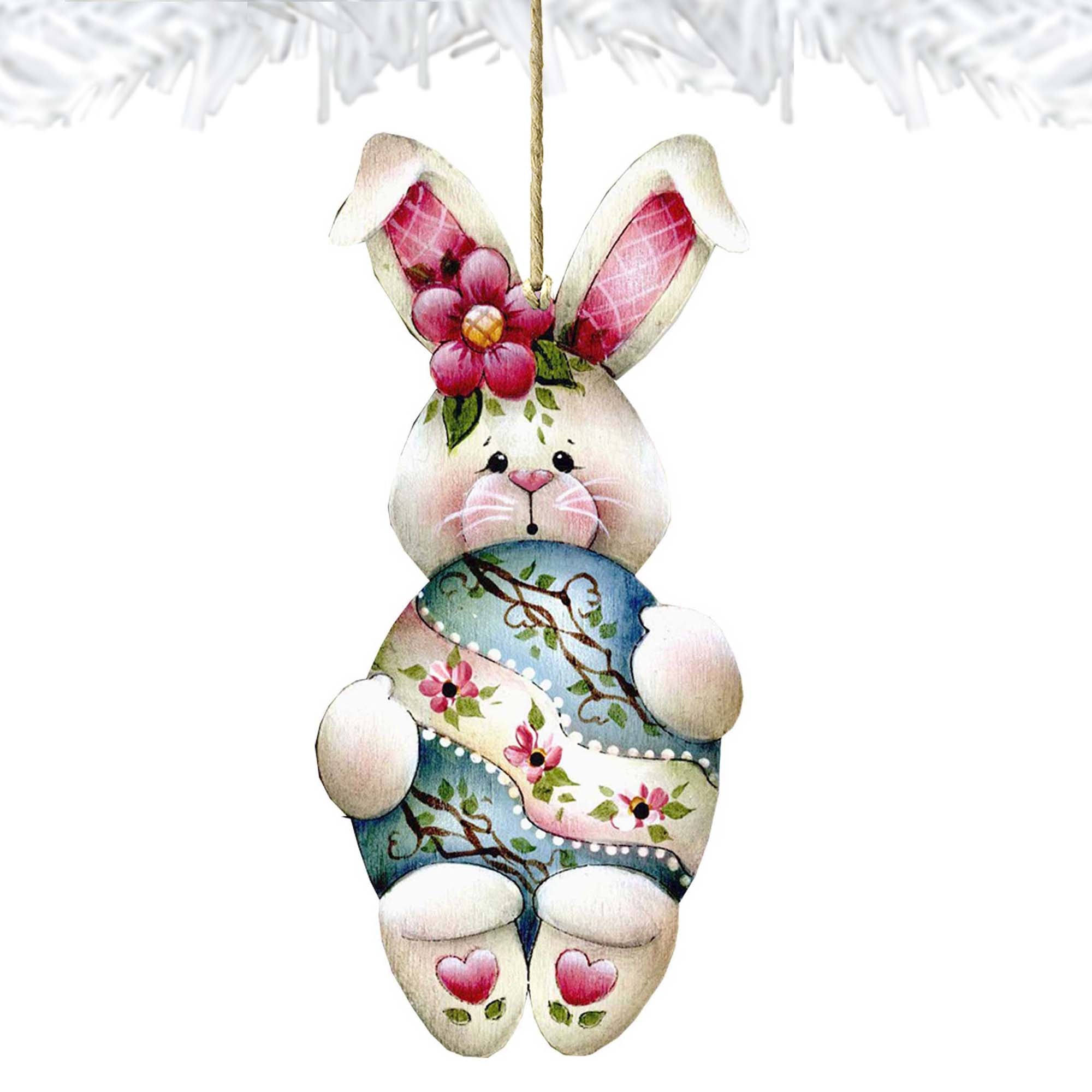 Bunny Hugs Wooden Ornaments Easter by Jamie Mills-Price - Easter Spring Decor - 8457602