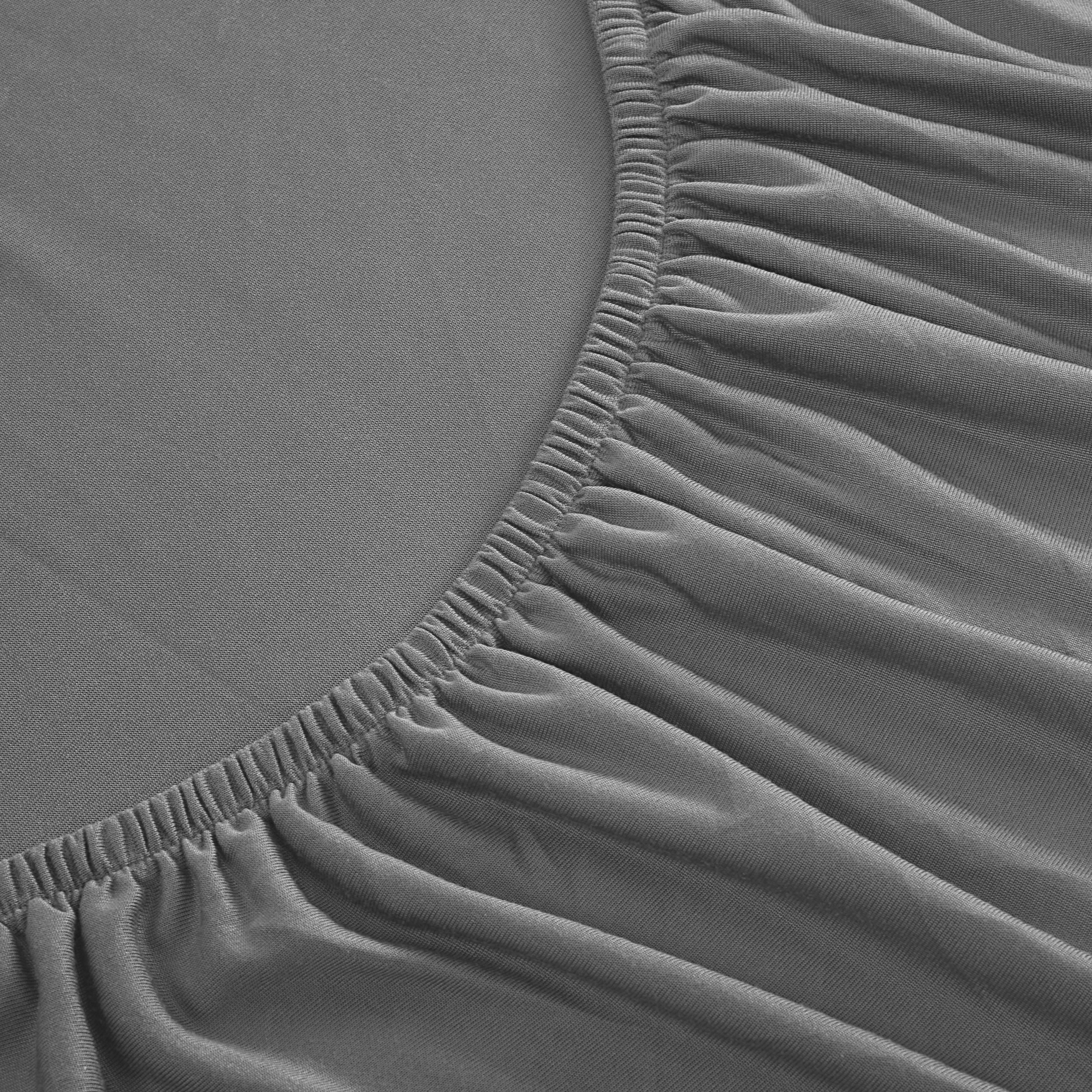 100% Microfiber Jersey Knit Sheet Set with Pillowcases-Grey