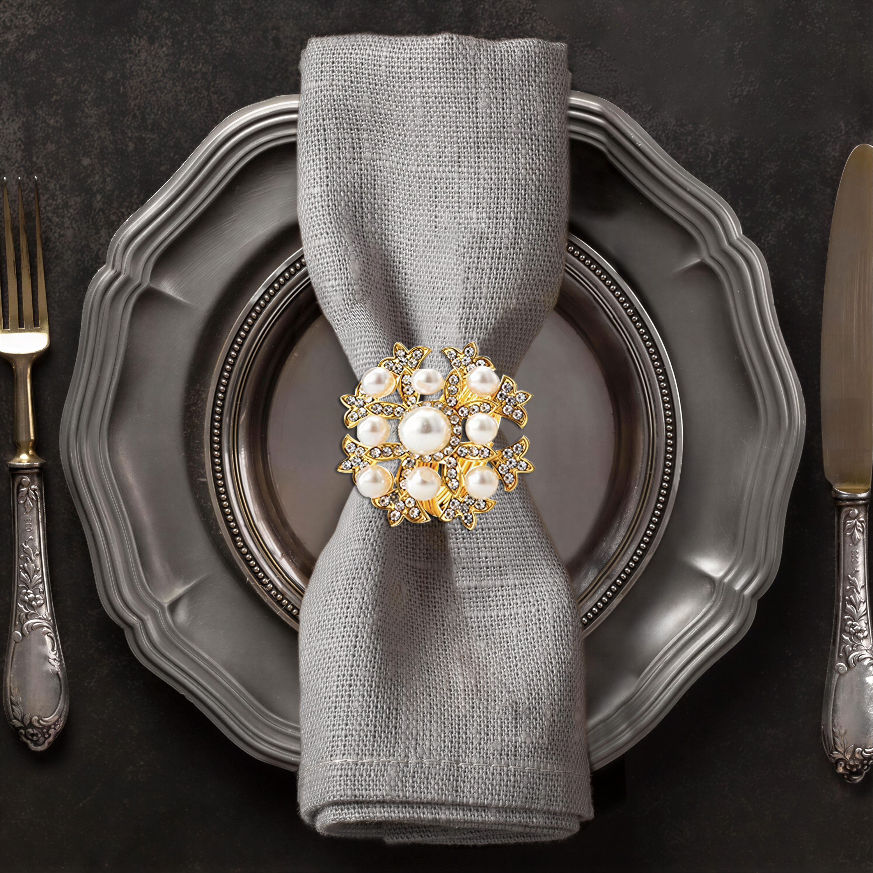 Gold Floral Napkin Rings – Golden Bloom