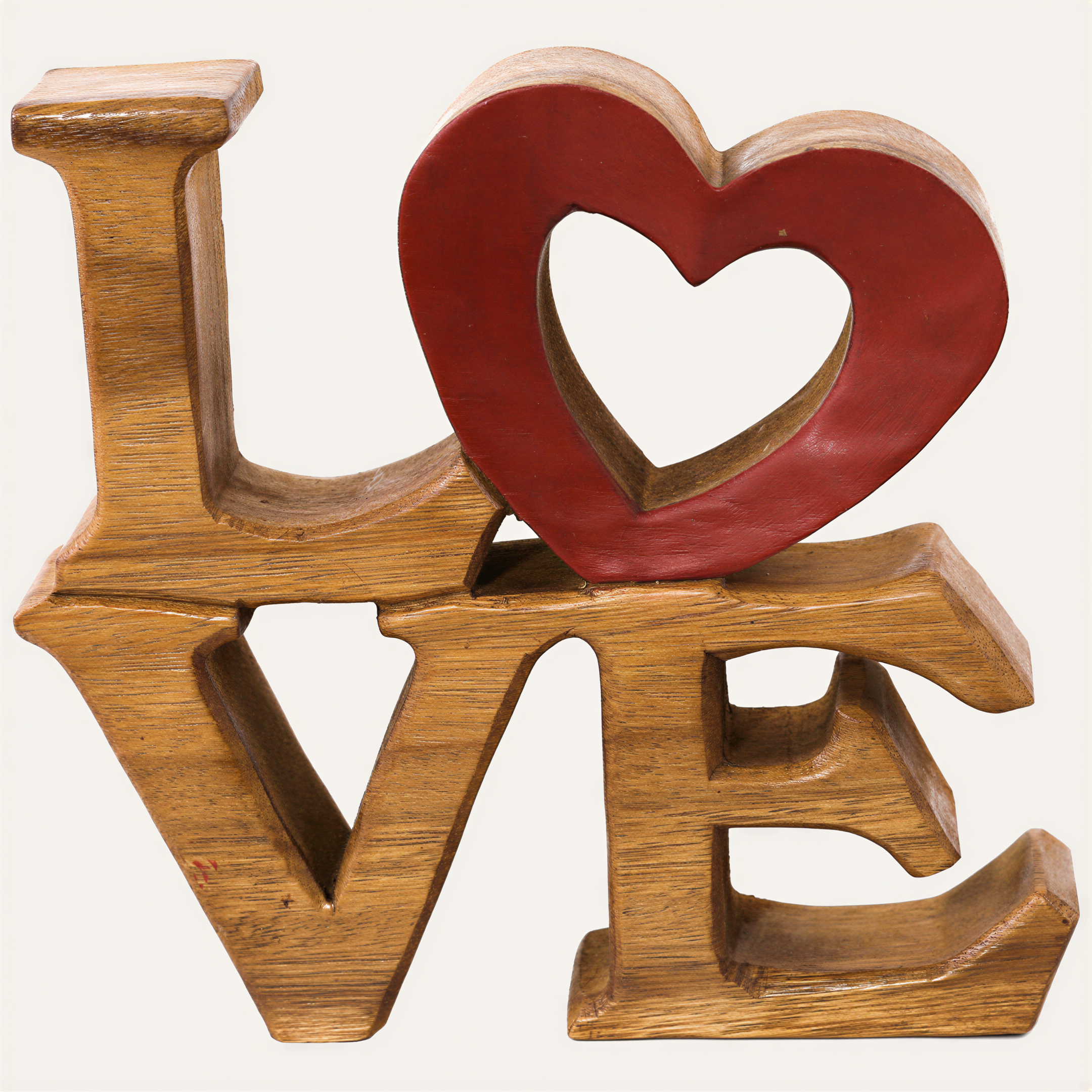 Handmade Wooden Sculpture – Elmija Love Word Sign, Solid Acacia Wood Art
