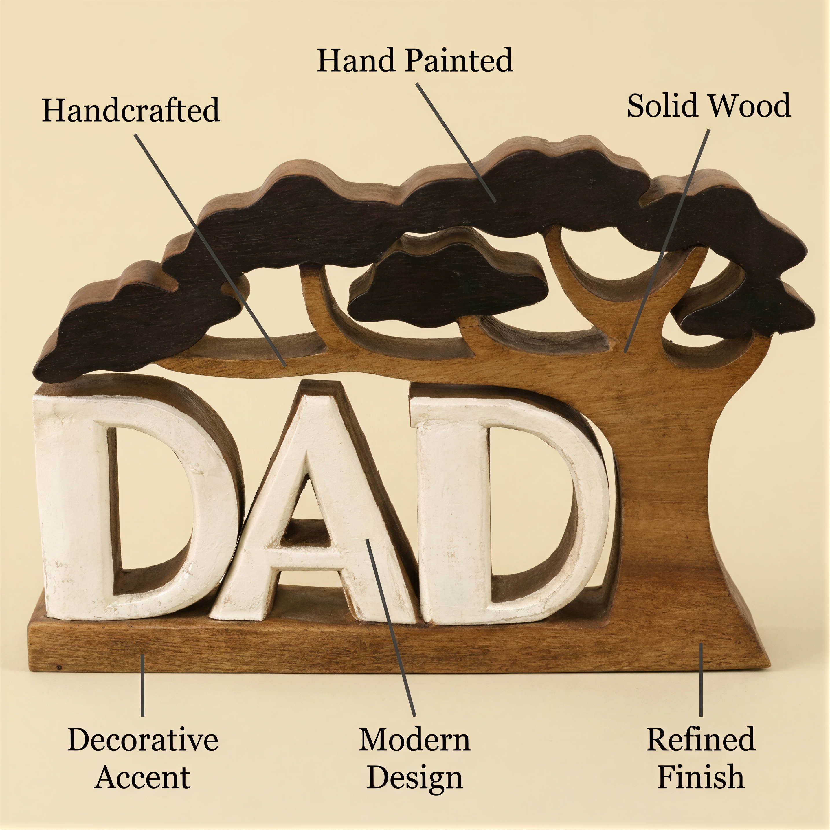 Wooden Dad Sculpture – Handmade Acacia Wood Decor | Personalized Dad Gift