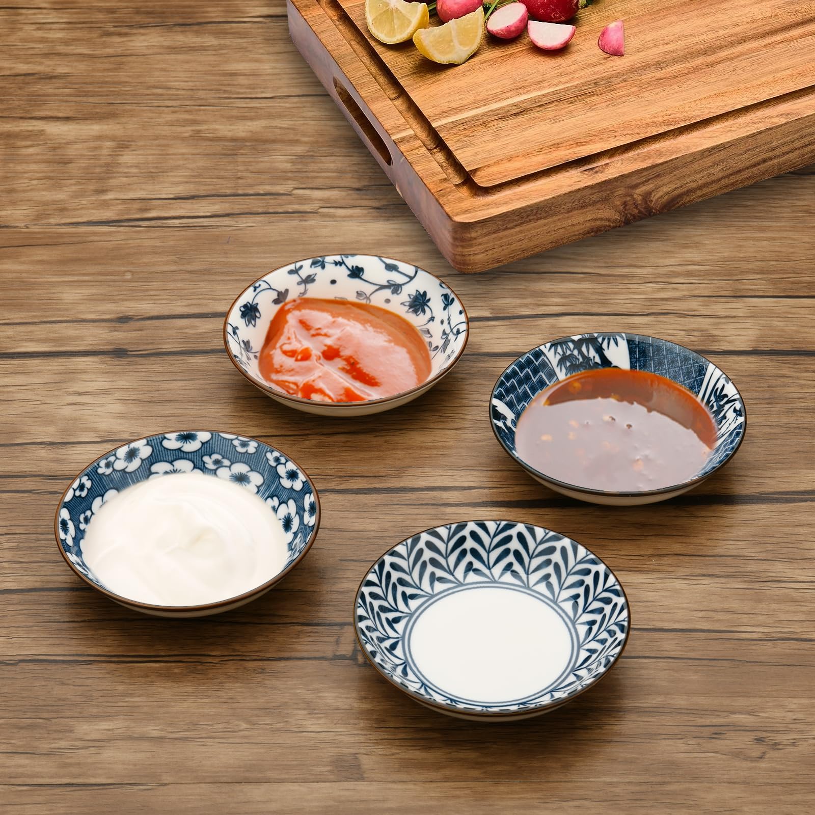 Beautyflier Set Of 4 Ceramic Sauce Dish Soy Sauce Dipping Bowls Appetizer Plates Side Dishes Serving Dish Japanese Style Dinnerw