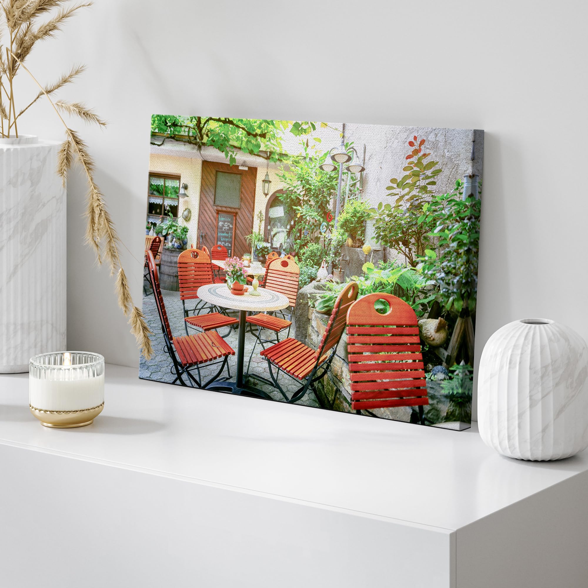 Wall26 Canvas Print Wall Art European Italian Cafe Floral Terrace Nature Wilderness Photography Realism Rustic Scenic Landscape