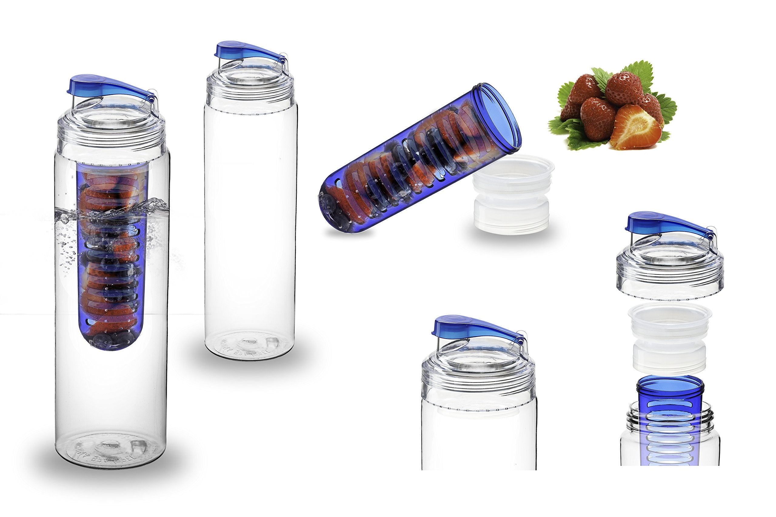 Basily Elite Infuser Water Bottle - 28 Ounce - Made With Commercial Grade Tritan - Plus Recipe Ebook Included (Blue), Blue