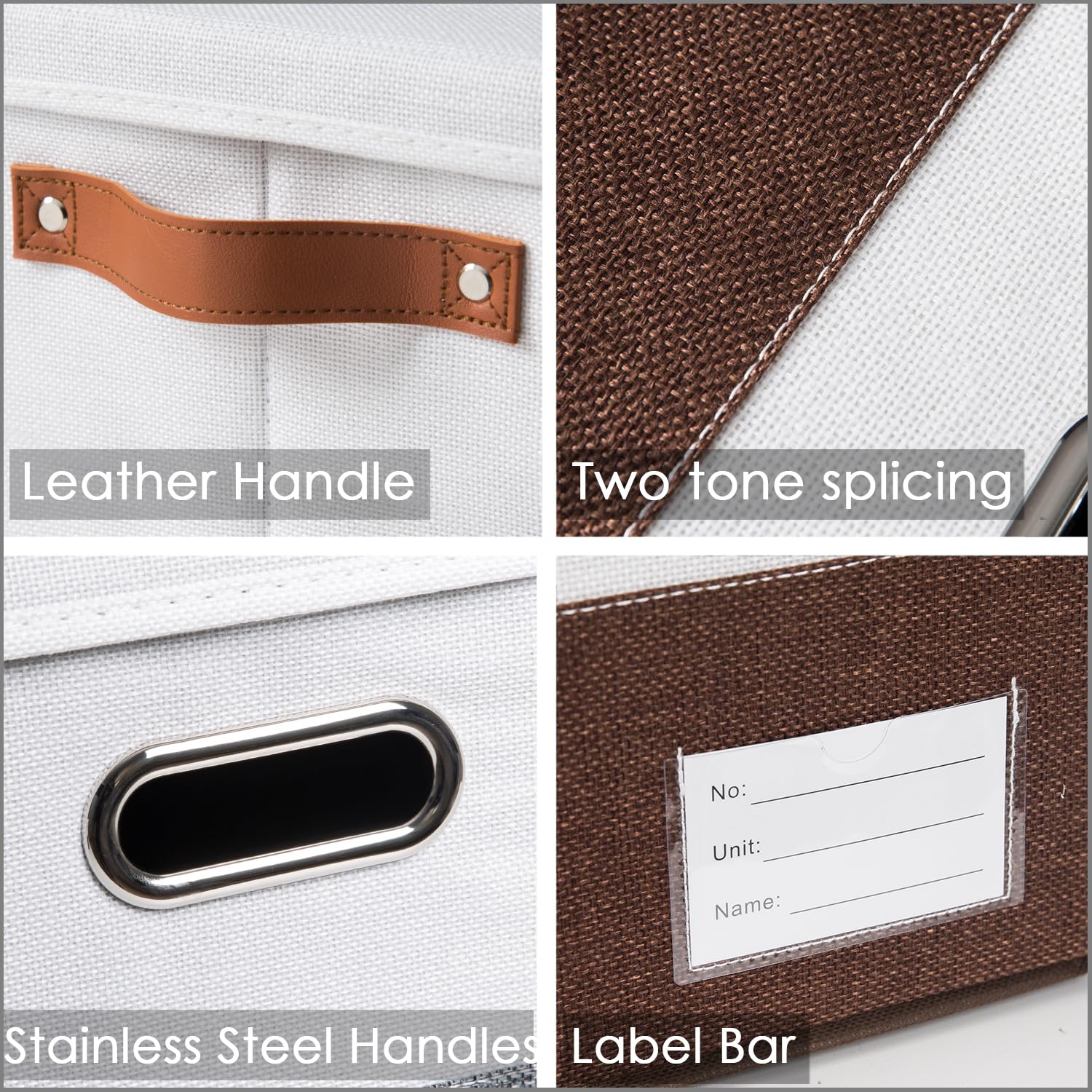 Prandom Foldable Storage Bins With Handles [3-Pack] Fabric Collapsible Storage Boxes Baskets Cubes Containers With Handles For C