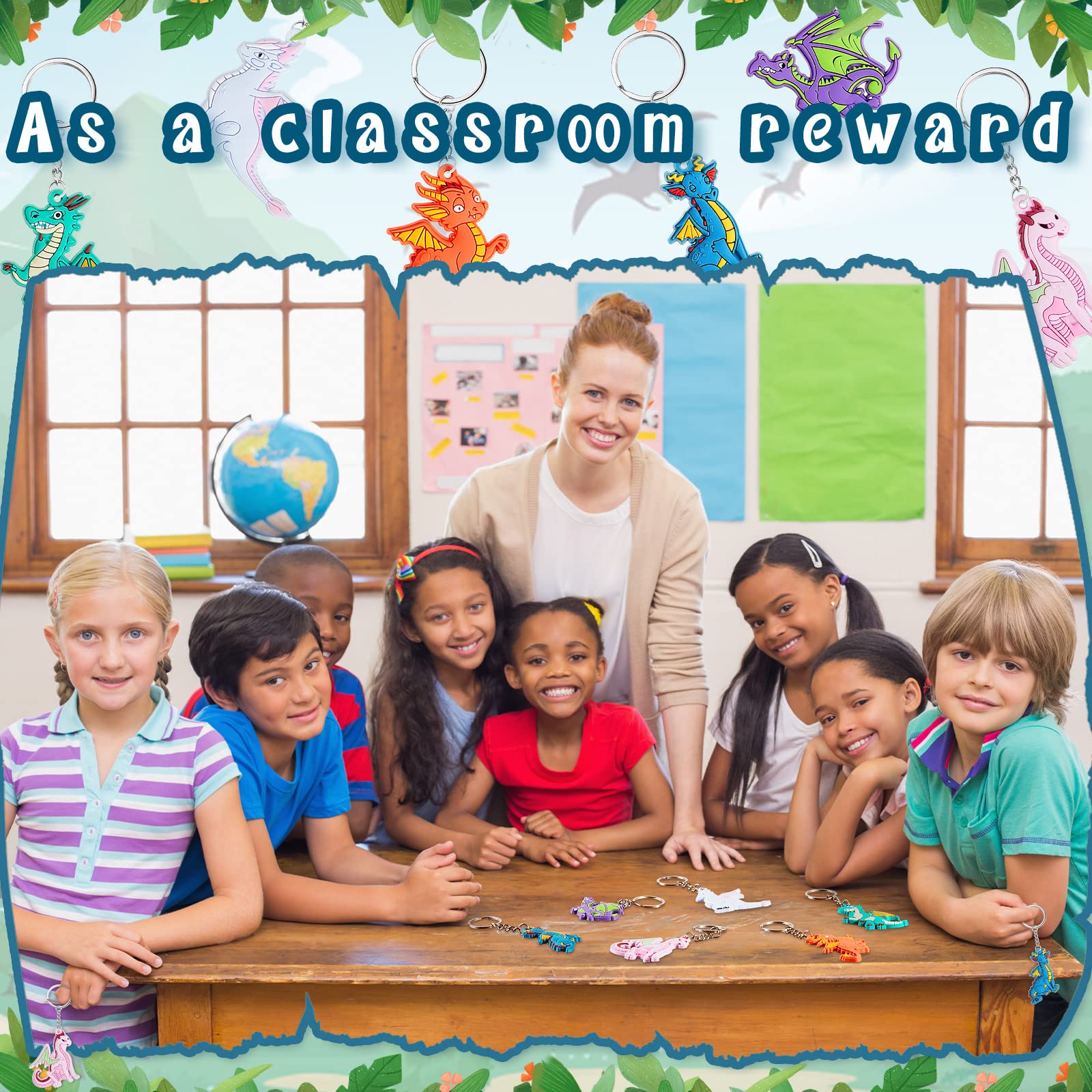 30 Pcs Dragon Key Ring Dragon Keychain Dragon Party Favors Pvc Keychains For Kids Women Men Dragon Birthday Party Supplies Favor