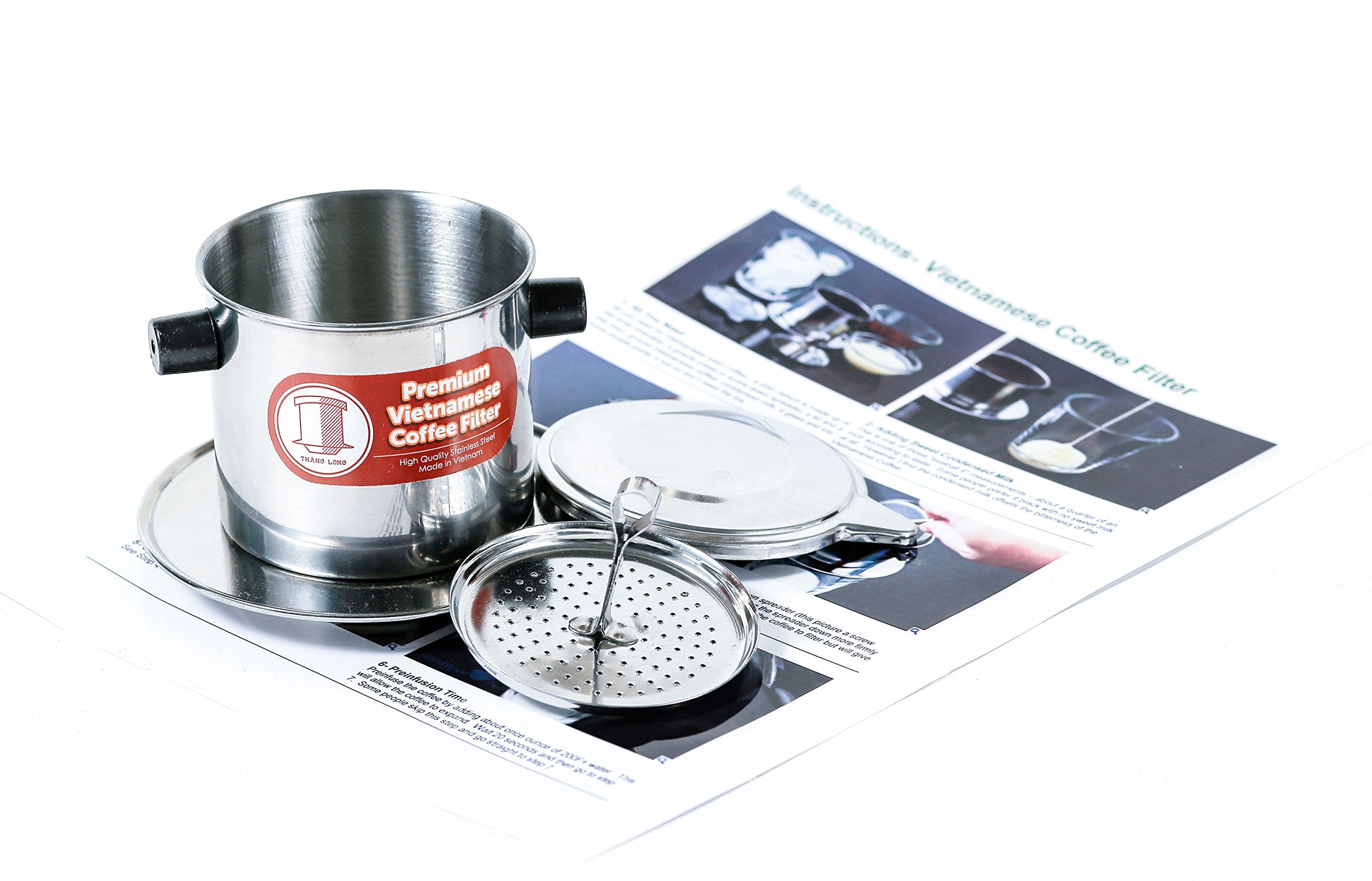 Thang Long 2 x Stainless Steel Vietnamese Coffee Filter Press 8 oz. Works well w/French Grind Coffee. Gravity Insert
