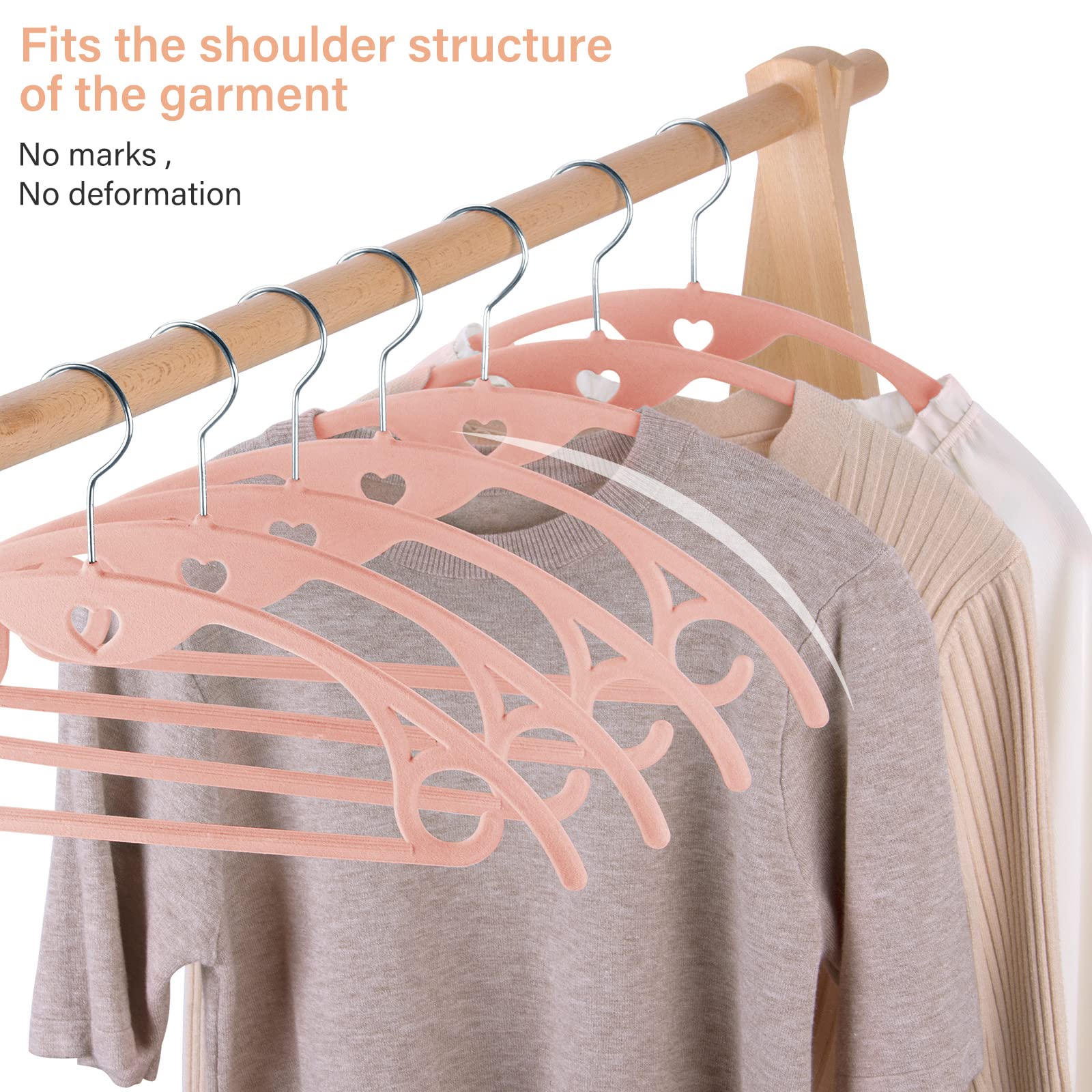 IEOKE Velvet Hangers  50-Pack No Shoulder Bumps Suit Hangers Ultra Thin Space Saving 360 Degree Swivel Heavy Duty Hook Durable Hangers for Sweaters Coat Jackets Shirts Dresses (50 Pack  Pink/Silver)