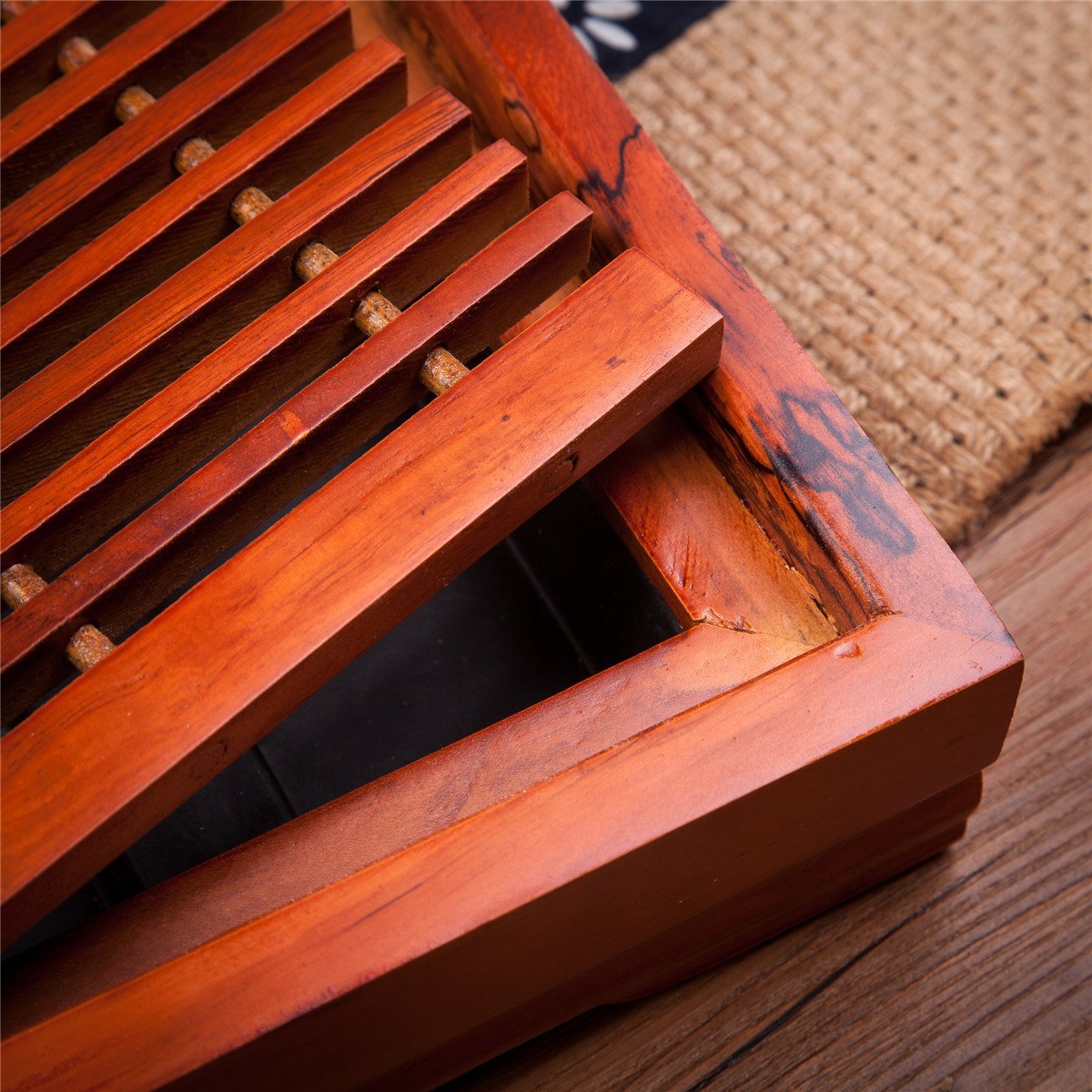 Solid Wood Reservoir & Drainage Type Kung Fu Gongfu Tea Table Serving Tray L17.32'' X W11.02'' X H1.97'' (44Cm X 28Cm X 5Cm)