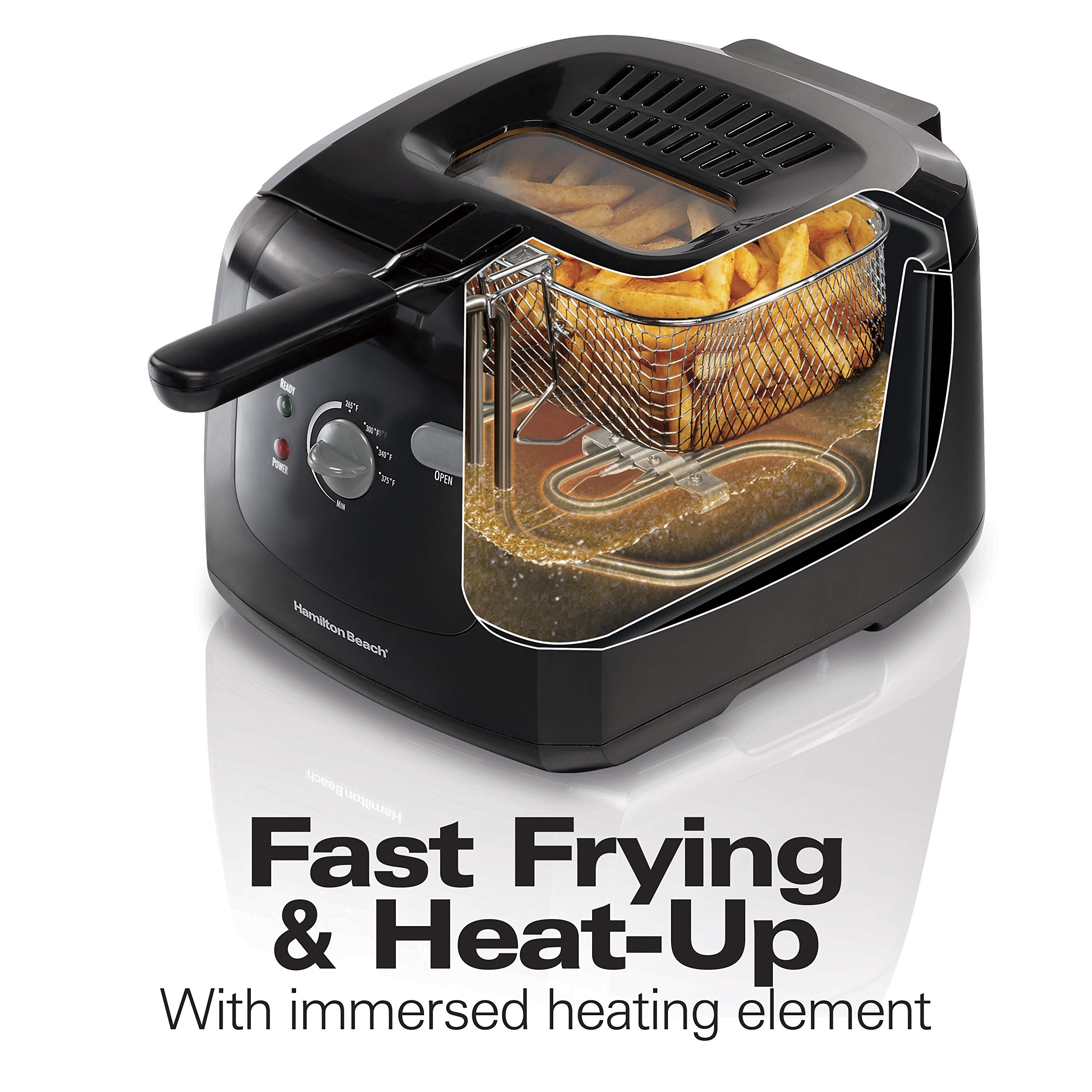 Hamilton Beach Electric Deep Fryer, Cool Touch Sides Easy To Clean Nonstick Basket, 8 Cups / 2 Liters Oil Capacity, Black