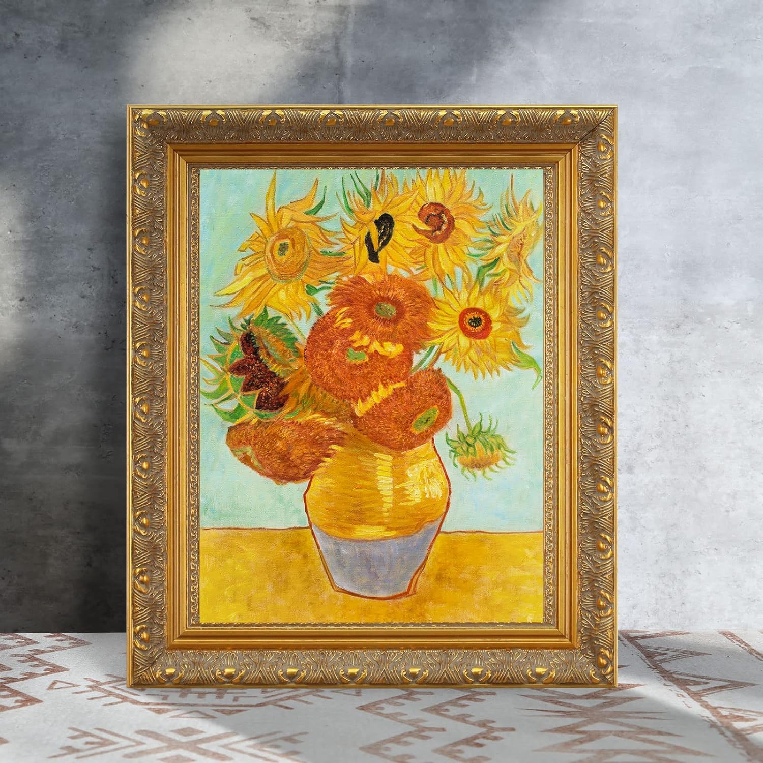 Folkor Open Back Wood Frame For 8X8    Canvas Paintings, 2.4    Wide Ornate Art Frame For Stretched Canvas Prints Artwork, Gold