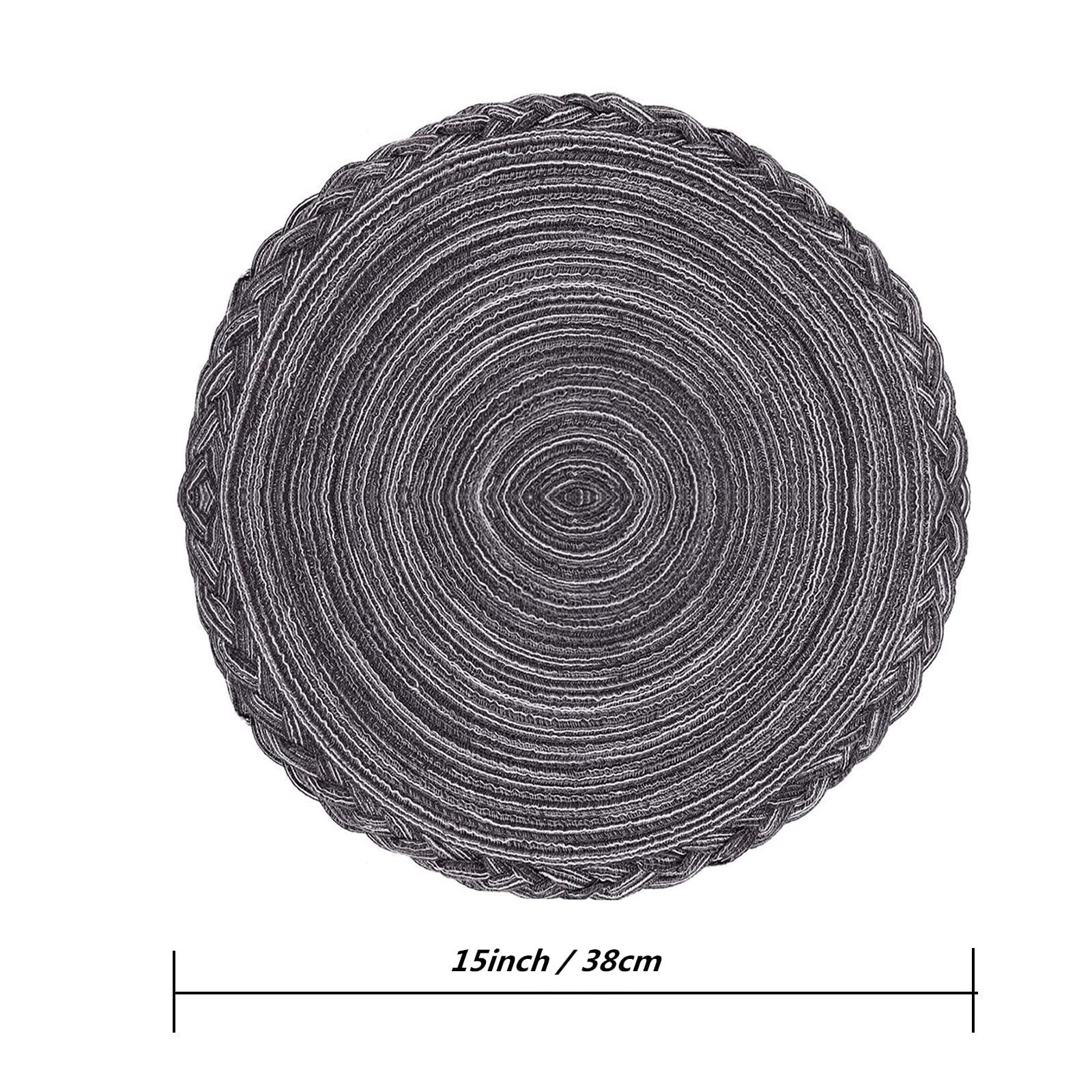 Xmkuwa Placemats, Round Braided Placemats For Dining Table Diameter 15 Inch, Woven Heat Resistant Anti-Slid Cotton Washable Kitc