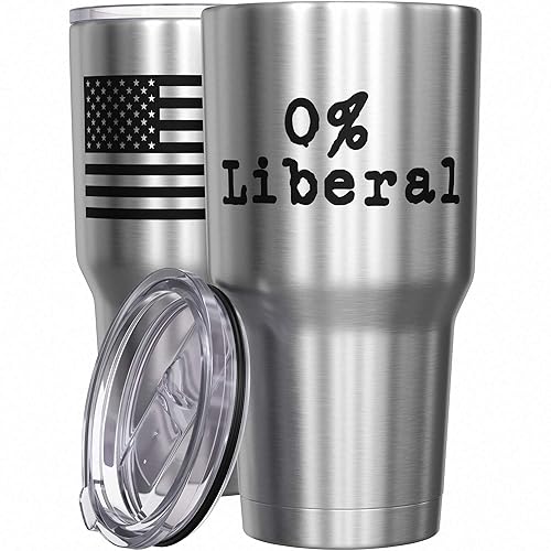 We The People Holsters - 0 Liberal - Anti Liberal Cup - American Flag Coffee Travel Mug - Republican Coffee Mug - Double Insulat