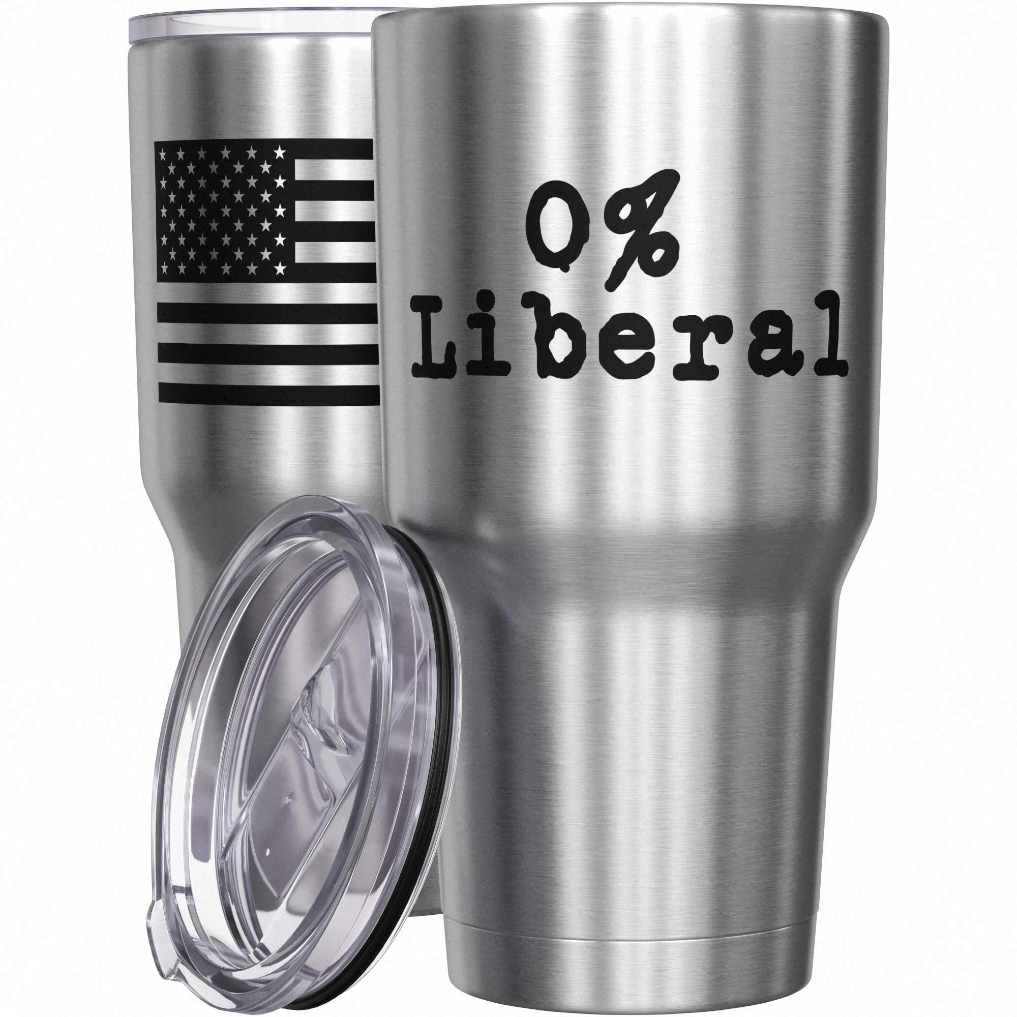 We The People Holsters - 0 Liberal - Anti Liberal Cup - American Flag Coffee Travel Mug - Republican Coffee Mug - Double Insulat
