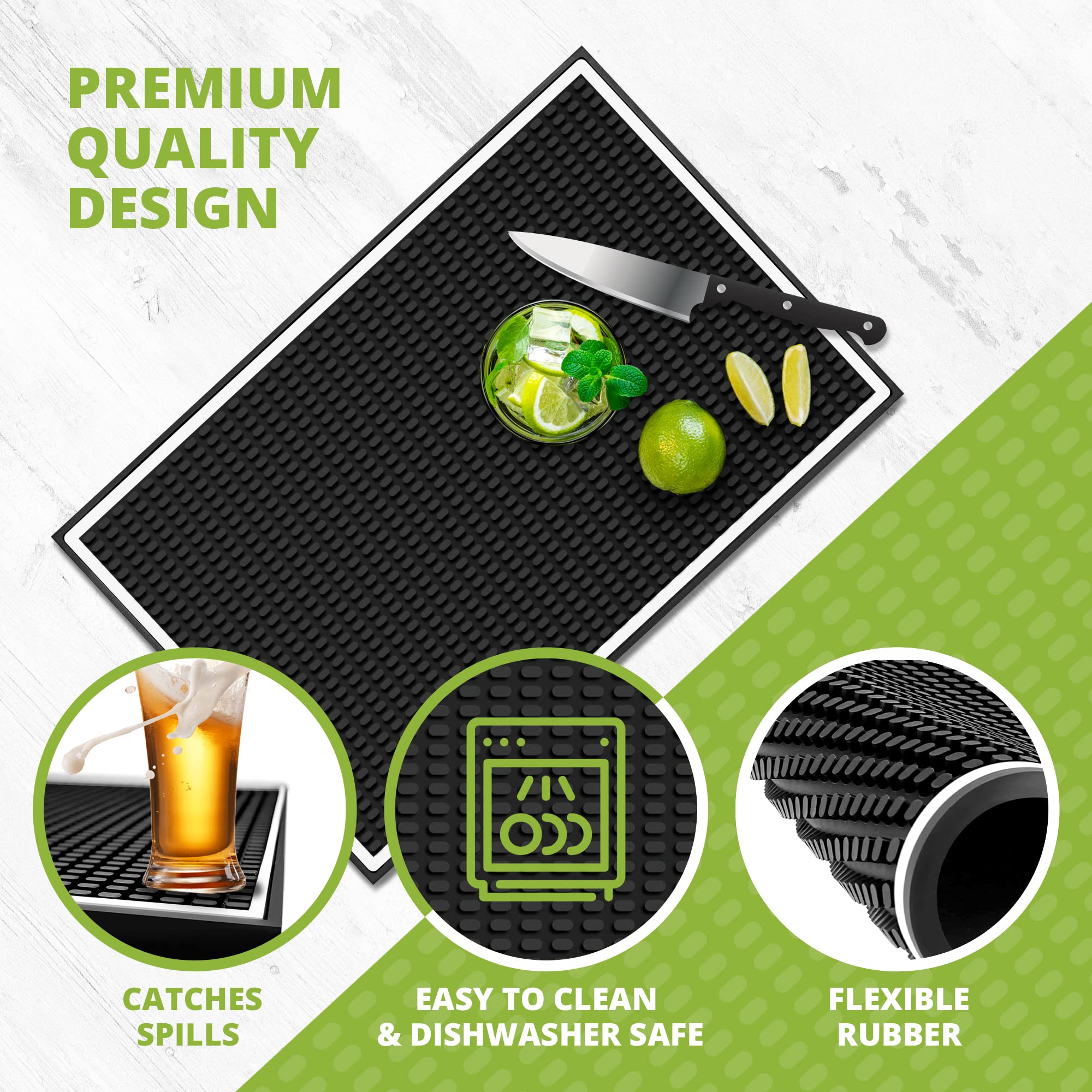 Premium Bar Mat For Home Bar: Elegant Bar Mats For Countertop With White Border - Essential Bar Accessories For The Home Bar Set