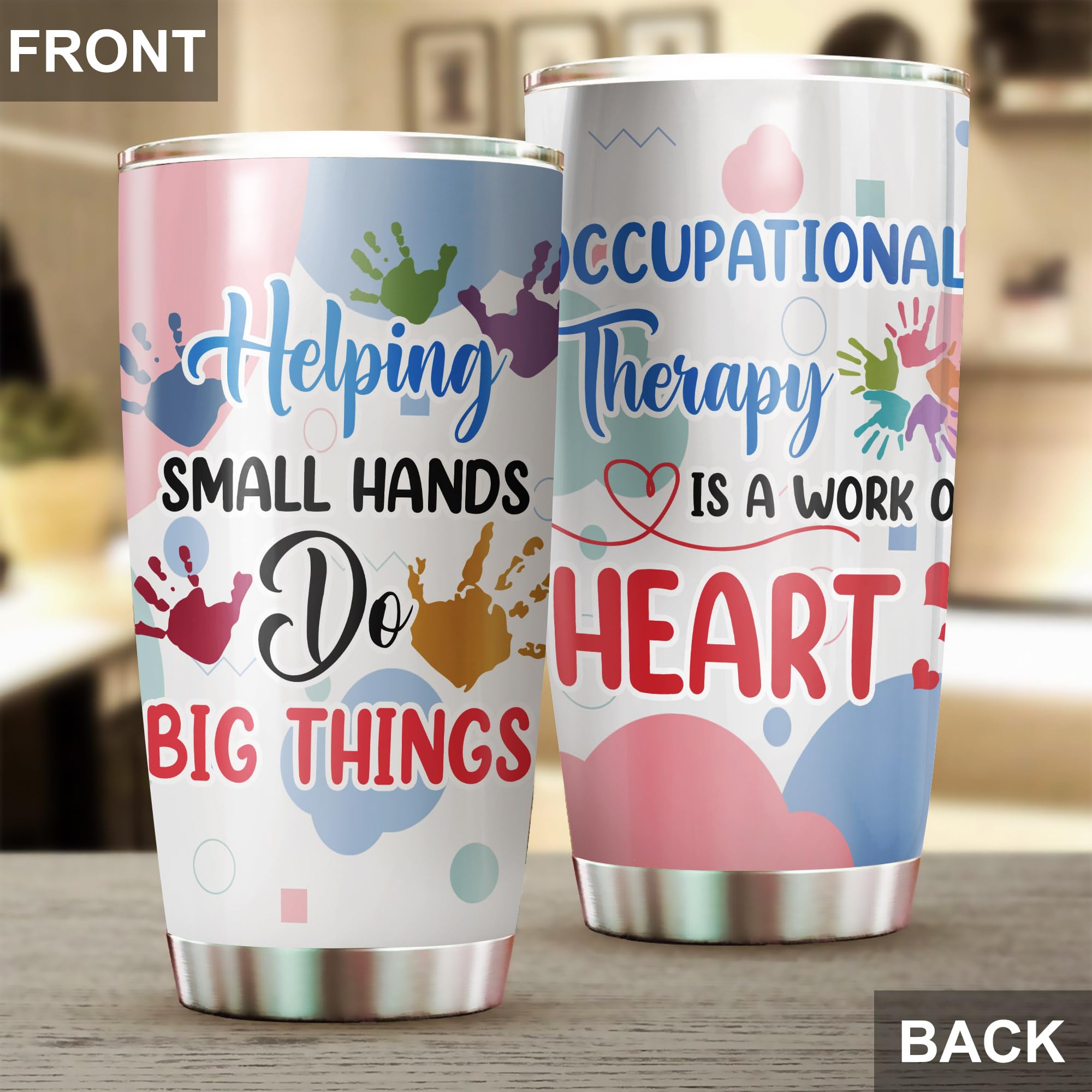 Medroc Occupational Therapist Tumbler Stainless Steel 20Oz, Work Of Heart Help Small Hands Ot Gift For Birthday Christmas, Ot Gi