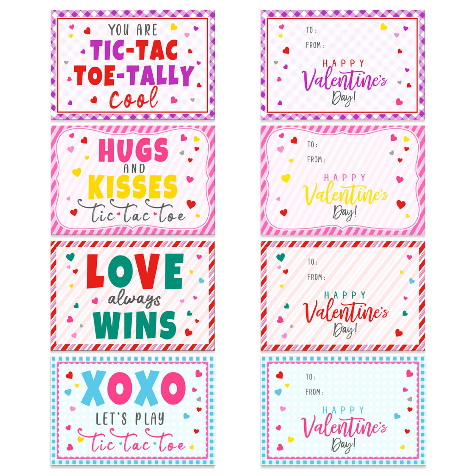 Oriental Cherry Valentines Day Gifts For Kids - 24 Pack Valentines Cards With Tic Tac Toe Keychains - Valentine Gift Exchange Fo