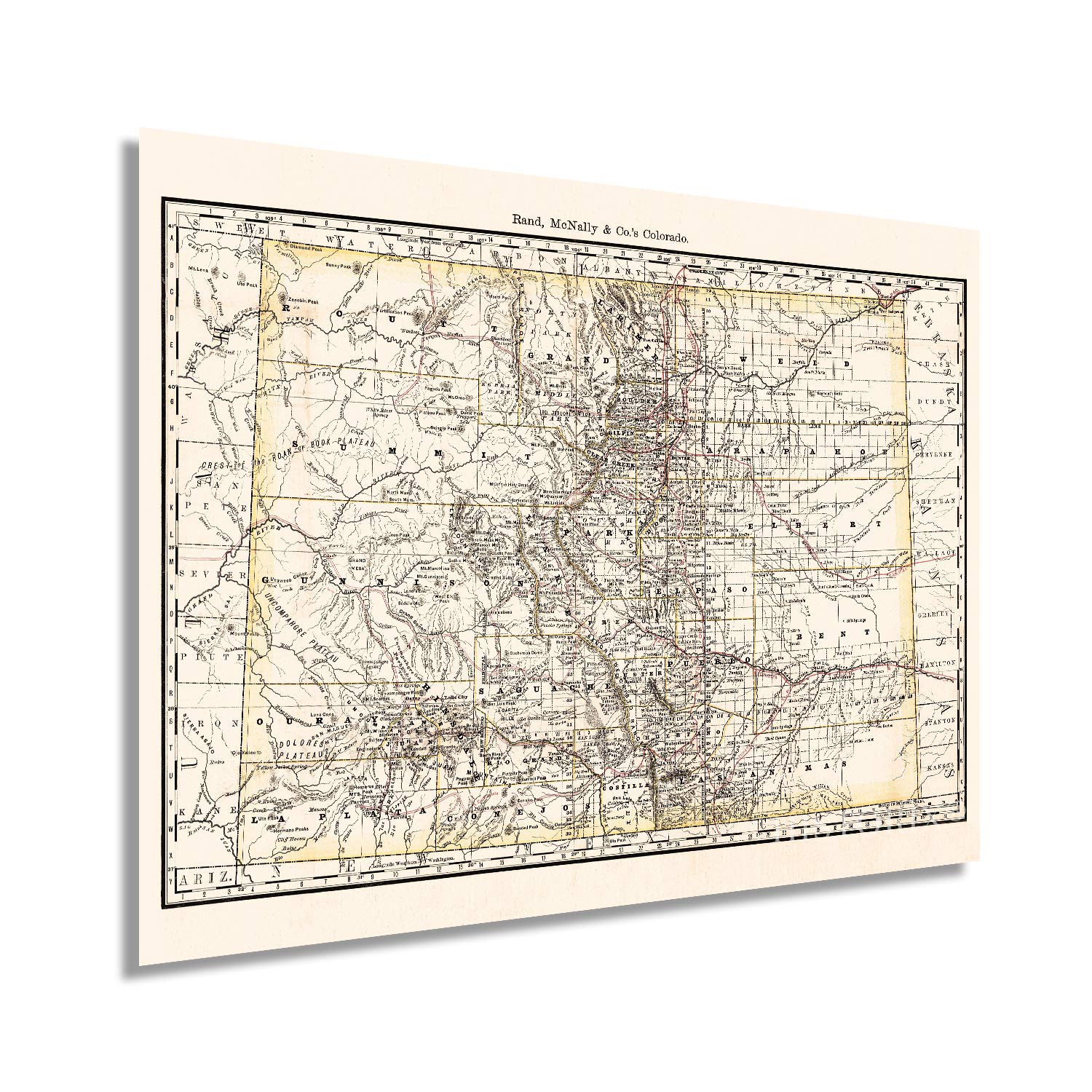 Historix Vintage 1879 Colorado Map Poster - 18X24 Inch Vintage Colorado Map - Old State Map Of Colorado Wall Art - Historic Colo