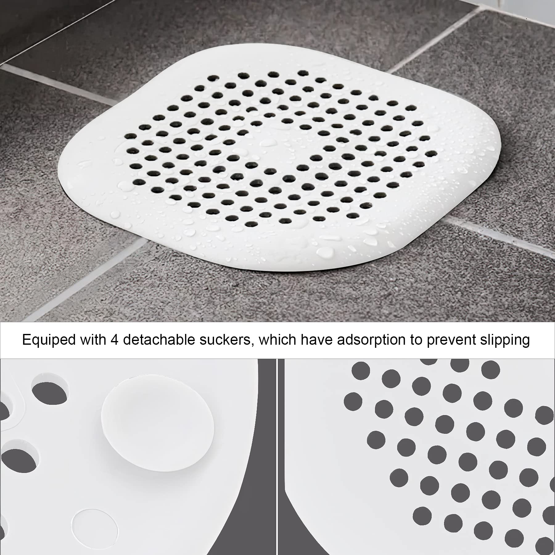 2 Pieces Shower Drain Hair Catcher Bathtub Stopper Home Drain Protectors Drain Cover With Sucker Water Trap Sink Cover For Bathr