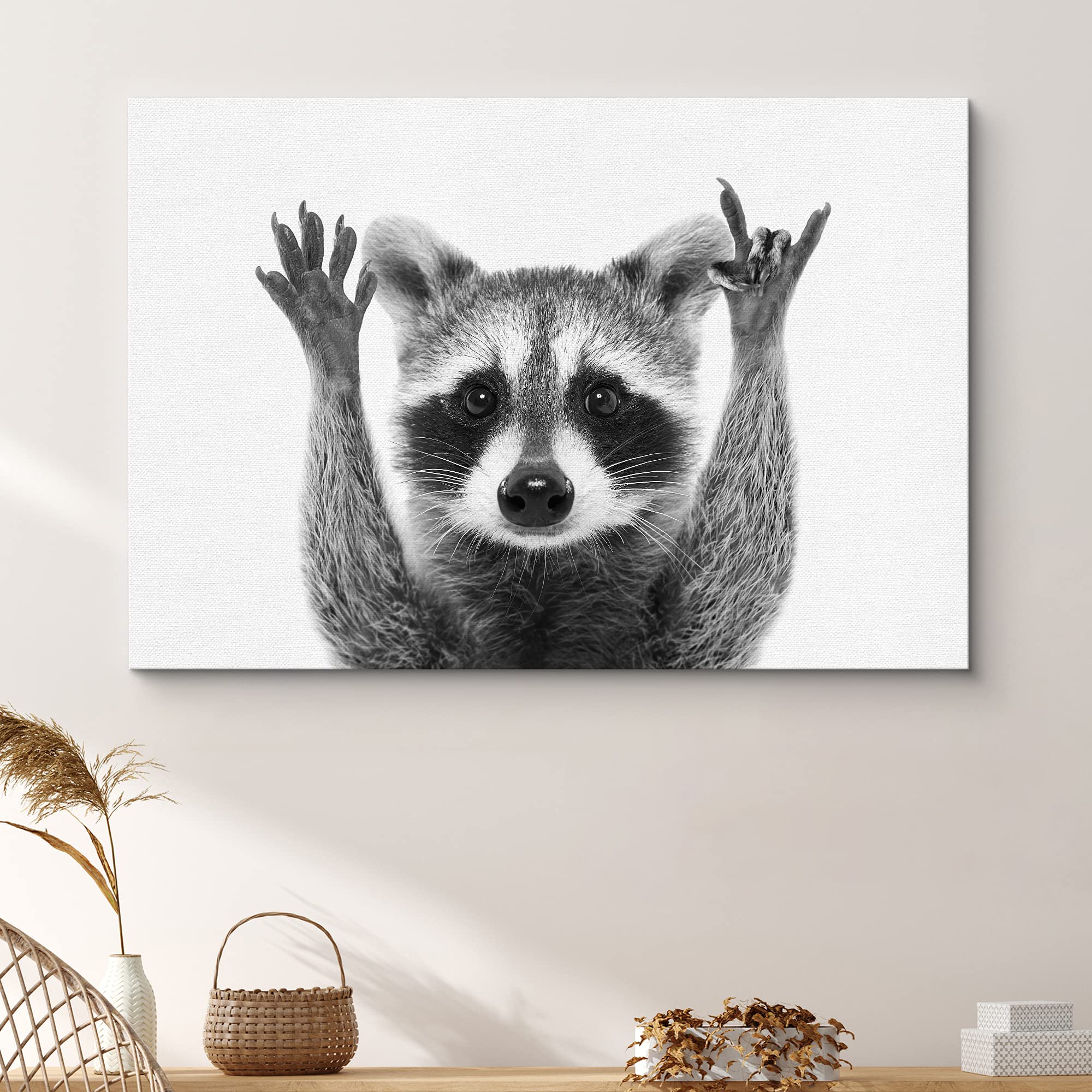 Signford Canvas Print Wall Art Raccoon Closeup Portrait Animals Wildlife Photography Realism Decorative Elements Relax/Calm Grey