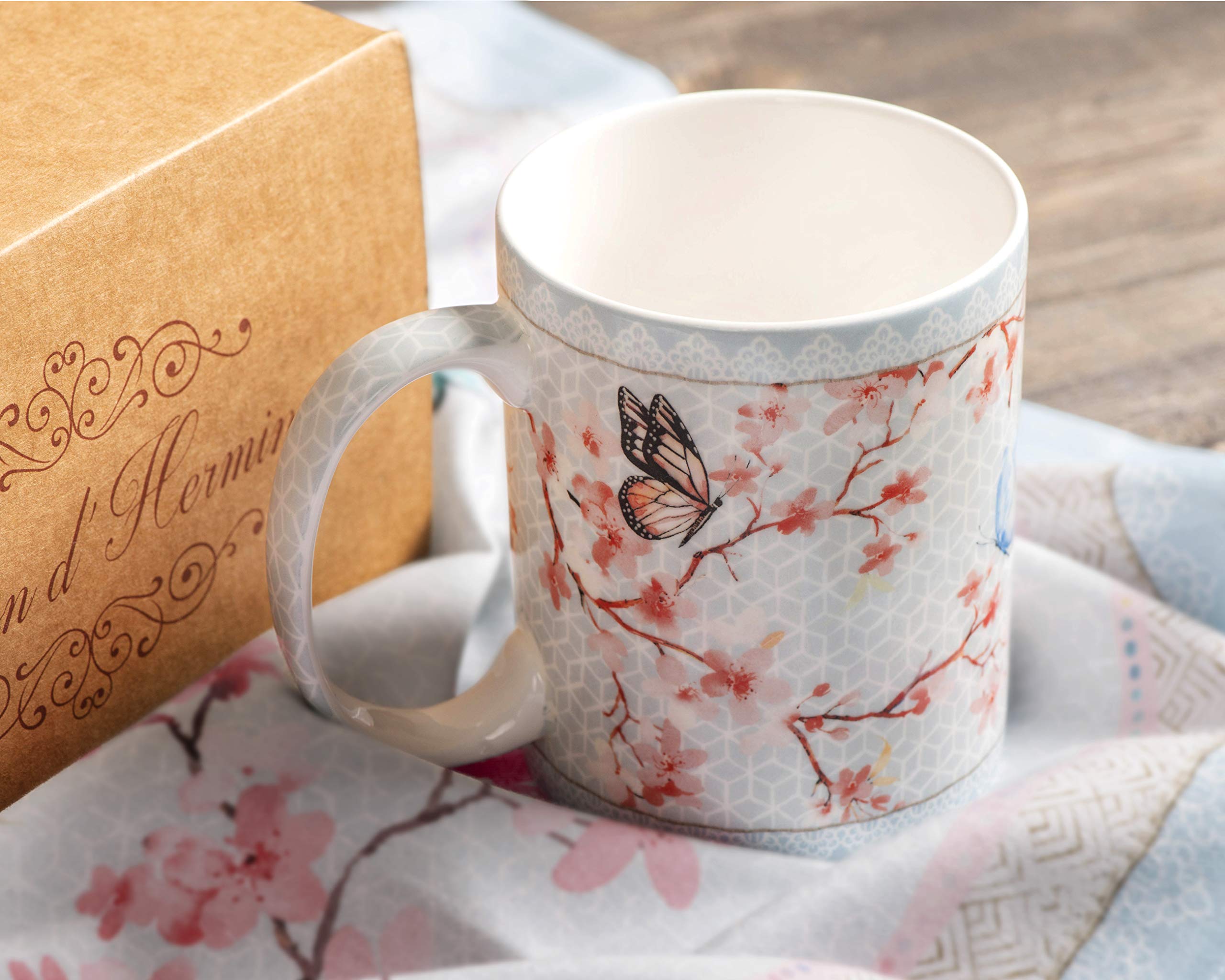 Maison D' Hermine Coffee Mug With Handles Fine Bone China Mug Pack Of Two For Hot Beverages - Coffee Cappuccino Latte Perfect Gi