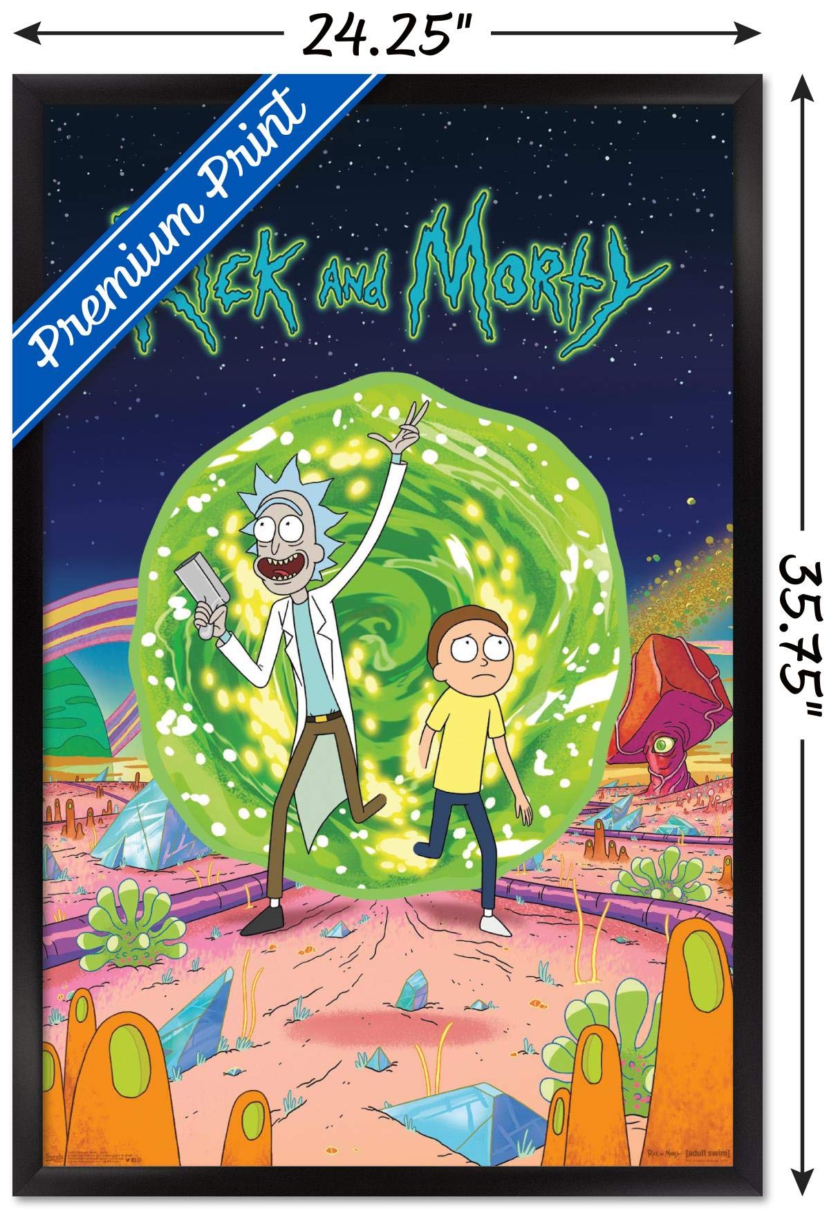 Trends International Rick And Morty - Cover Wall Poster, 22.375'' X 34'', Black Framed Version