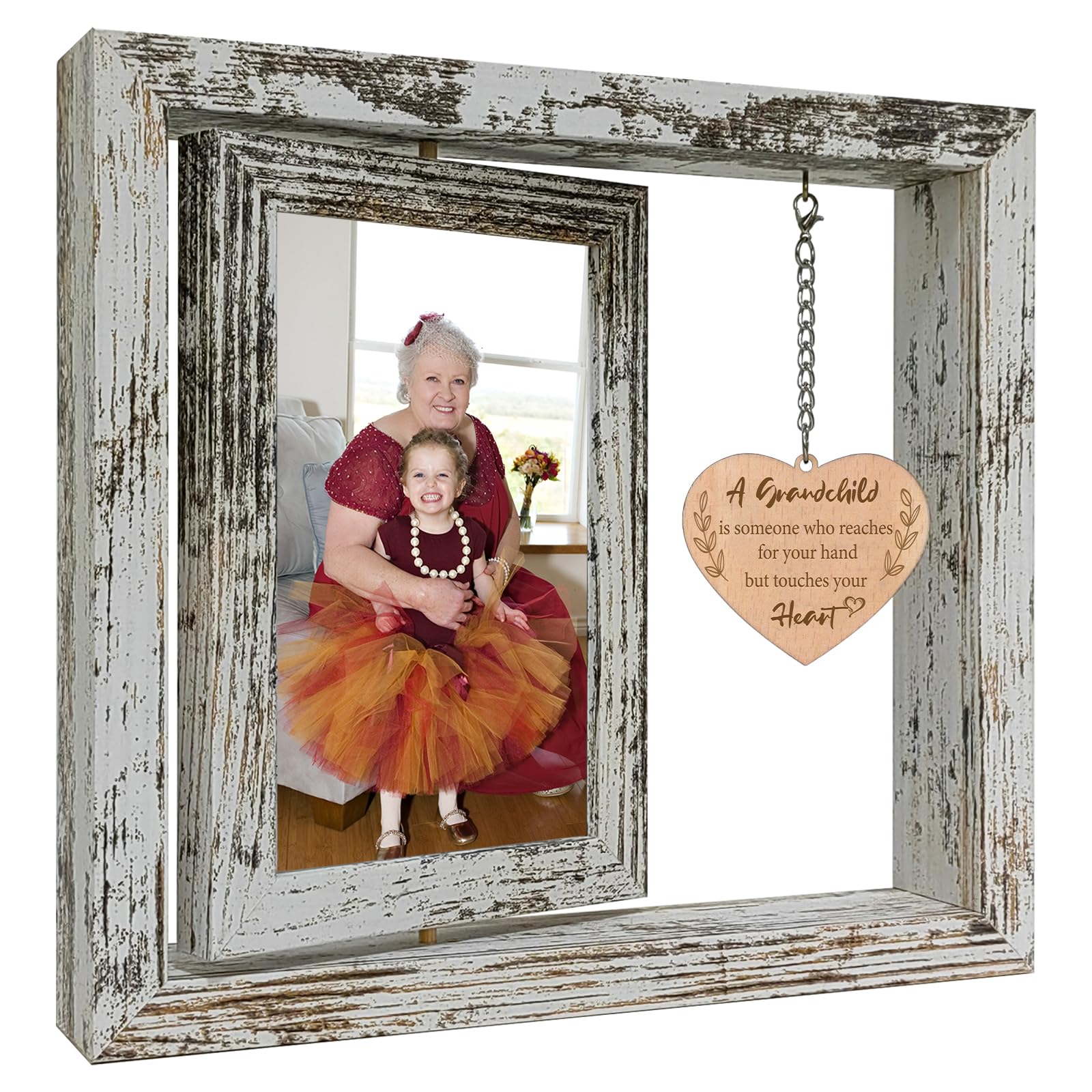 soruney A Grandchild is Someone Who Reaches for Your Hand but Touches Your Heart Wood Picture Frame New Grandma Grandparents Day