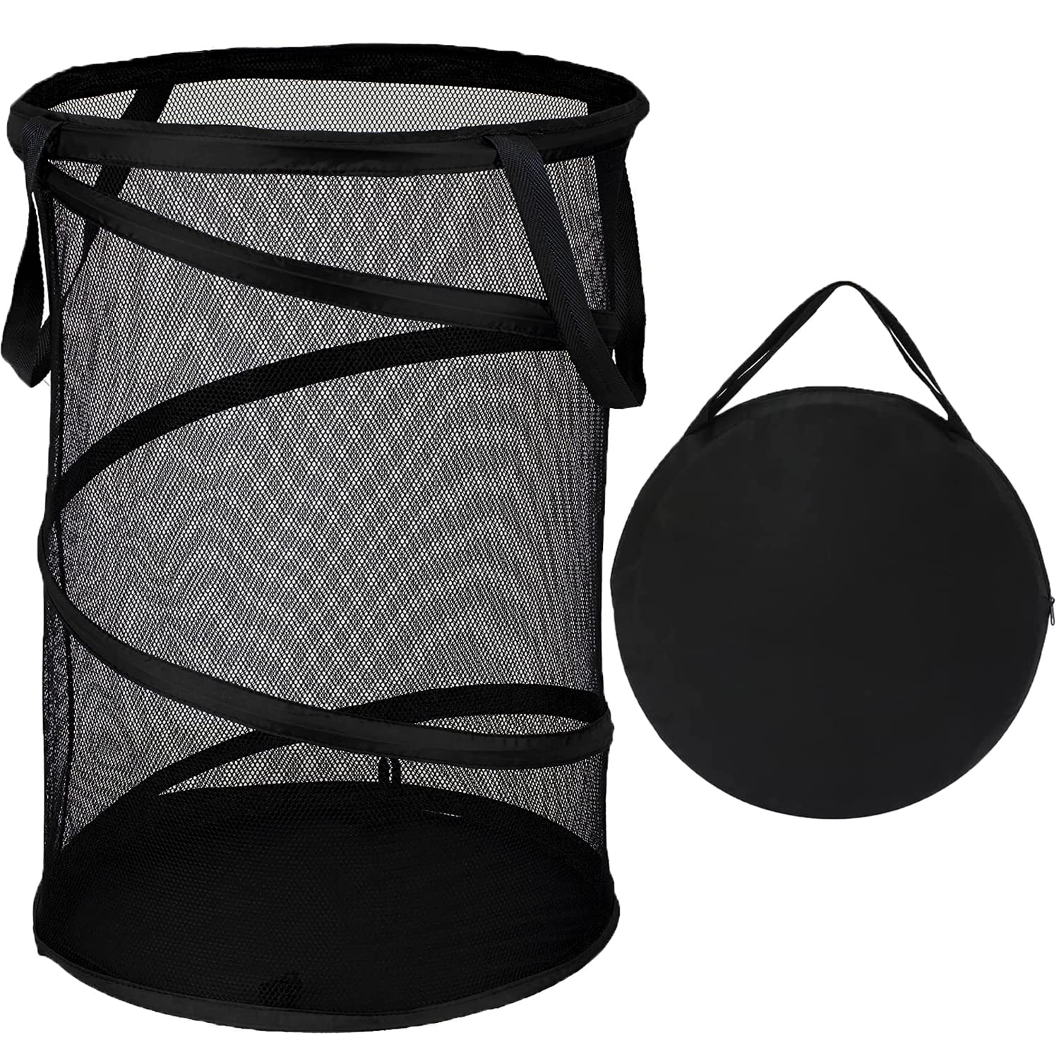 Battoo Black X-Large Collapsible Laundry Basket Foldable Mesh Pop Up Hamper With Handles For Laundry Room, Bathroom, Kids Room,