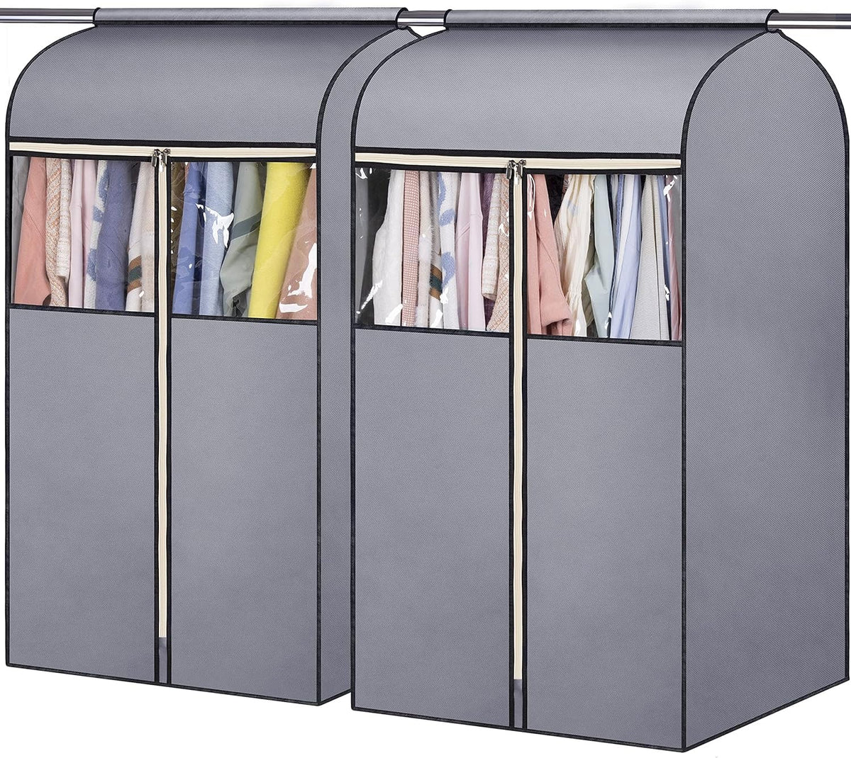 Sleeping Lamb 35'' Garment Bags For Hanging Clothes Storage, Sealed Completely Clothing Rack With Cover With Zipper Clear Pvc Wi