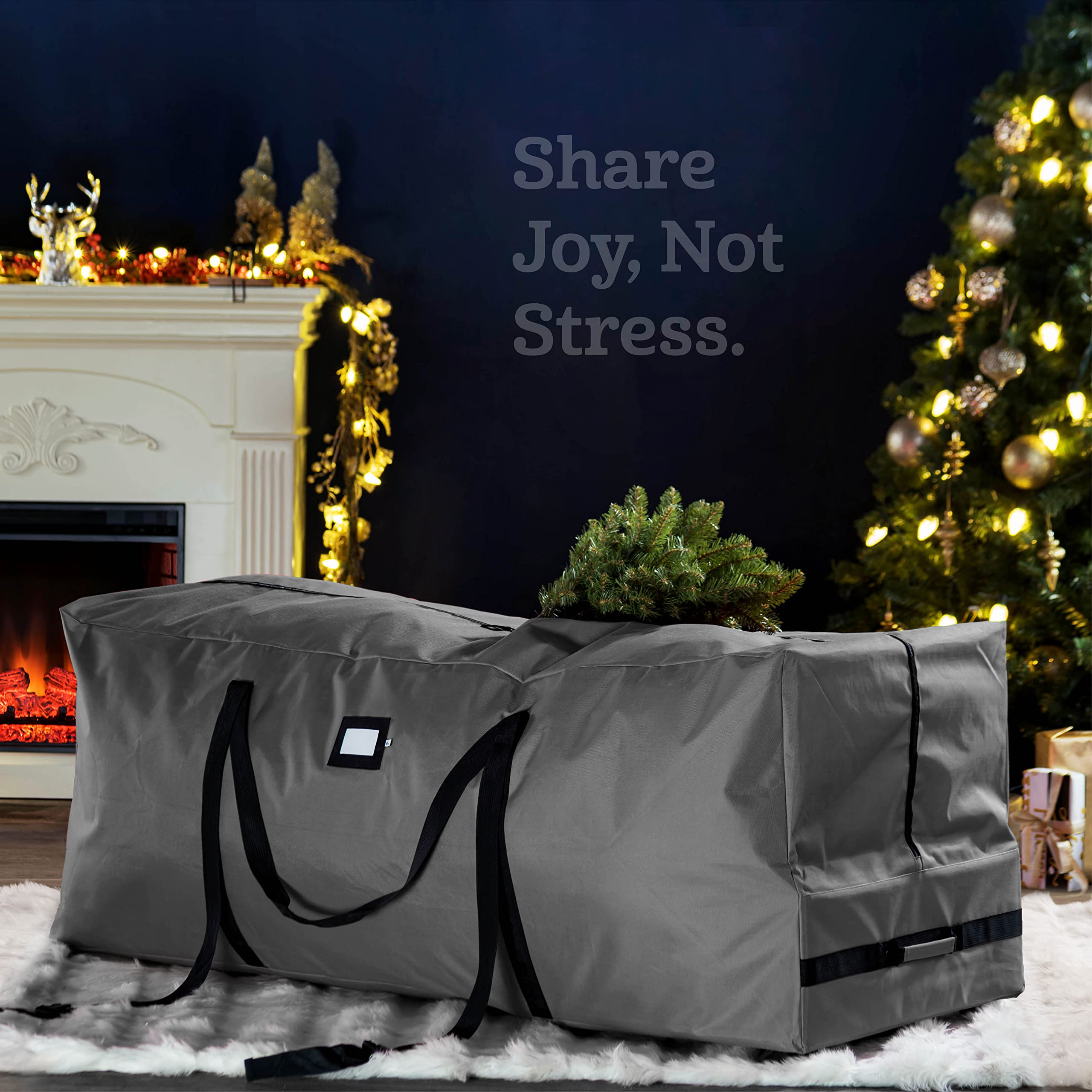 Zober Rolling Christmas Tree Storage Bag - Fits 7.5 Ft Artificial Trees - 600D Oxford Fabric Waterproof Christmas Tree Bag For S