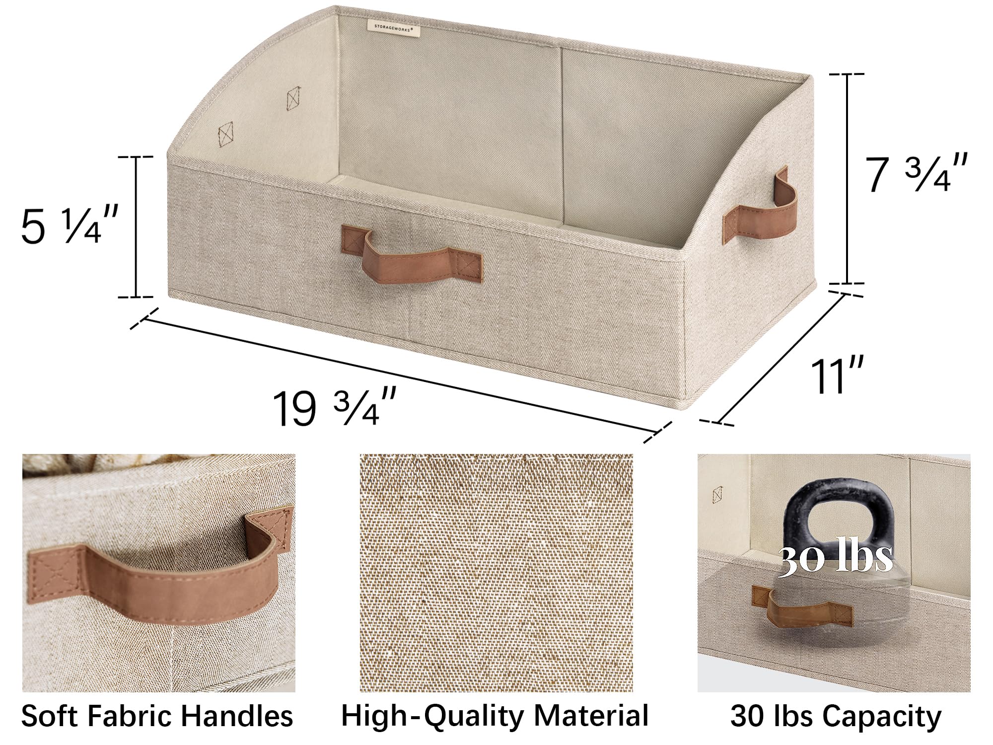 Storageworks Closet Organizer Bins, Trapezoid Storage Box, Fabric Storage Baskets For Shelves, Jumbo, Brown And Beige, 3-Pack