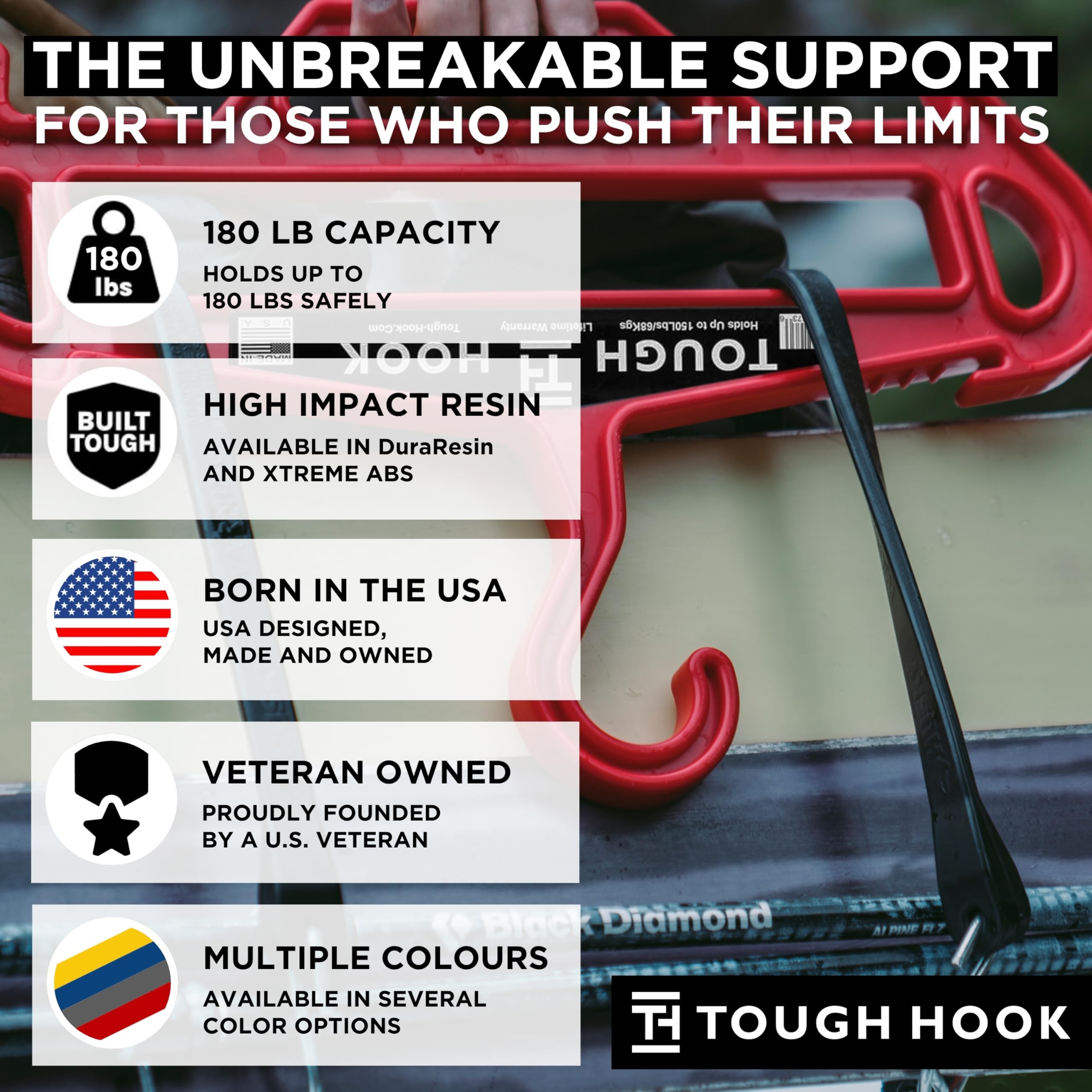 Tough Hanger XL | American Made | Unbreakable Heavy Duty Hanger | GRIPPER Built-in Carry Handle | A Beast of a Hanger | Premium Military Grade | X-Large Hanger |180 LB Capacity | |Veteran Owned (Grey)