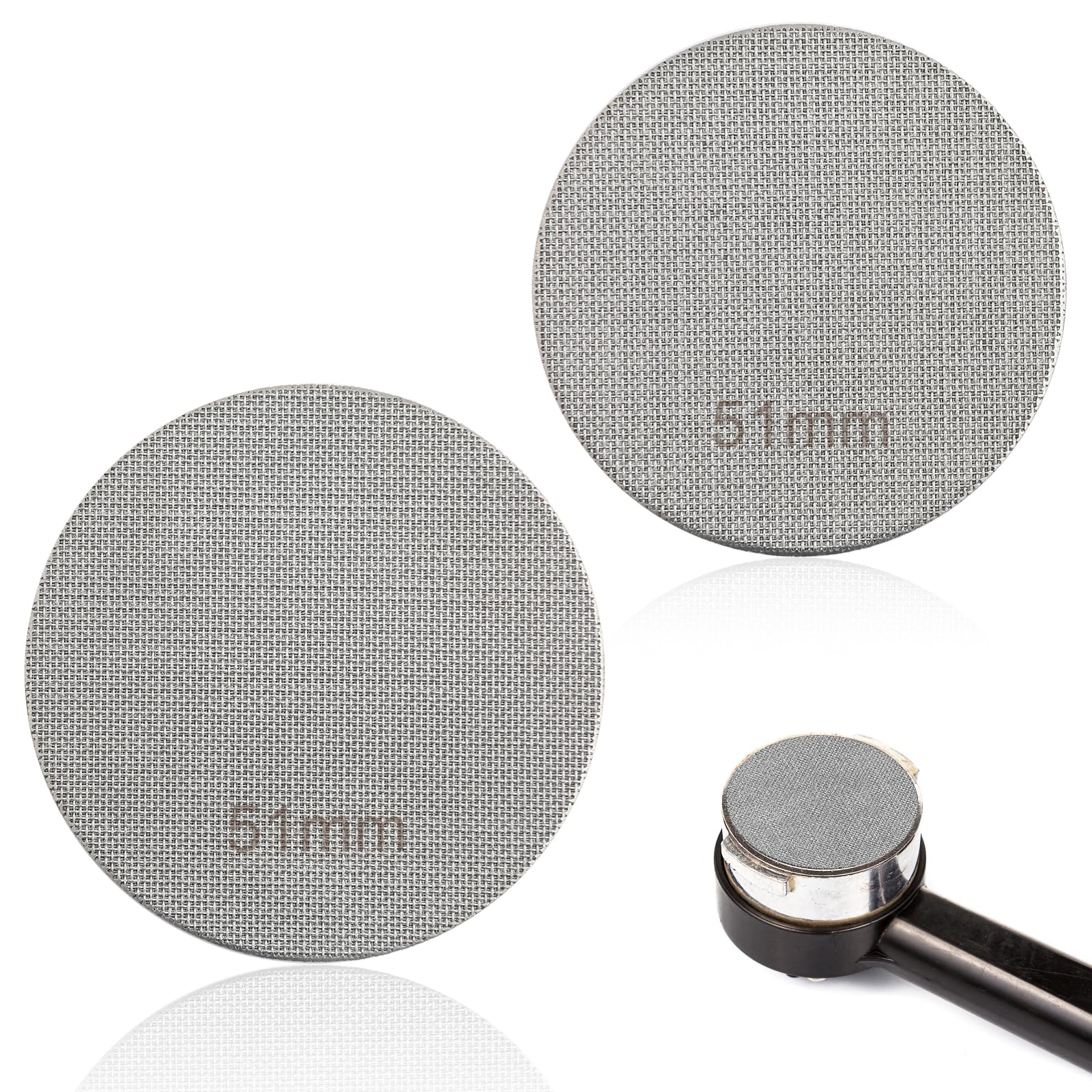2Pcs 51Mm Espresso Screen Filter, 316 Stainless Steel Espresso Puck Screen 150M Reusable Espresso Portafilter Puck Screen Sturdy