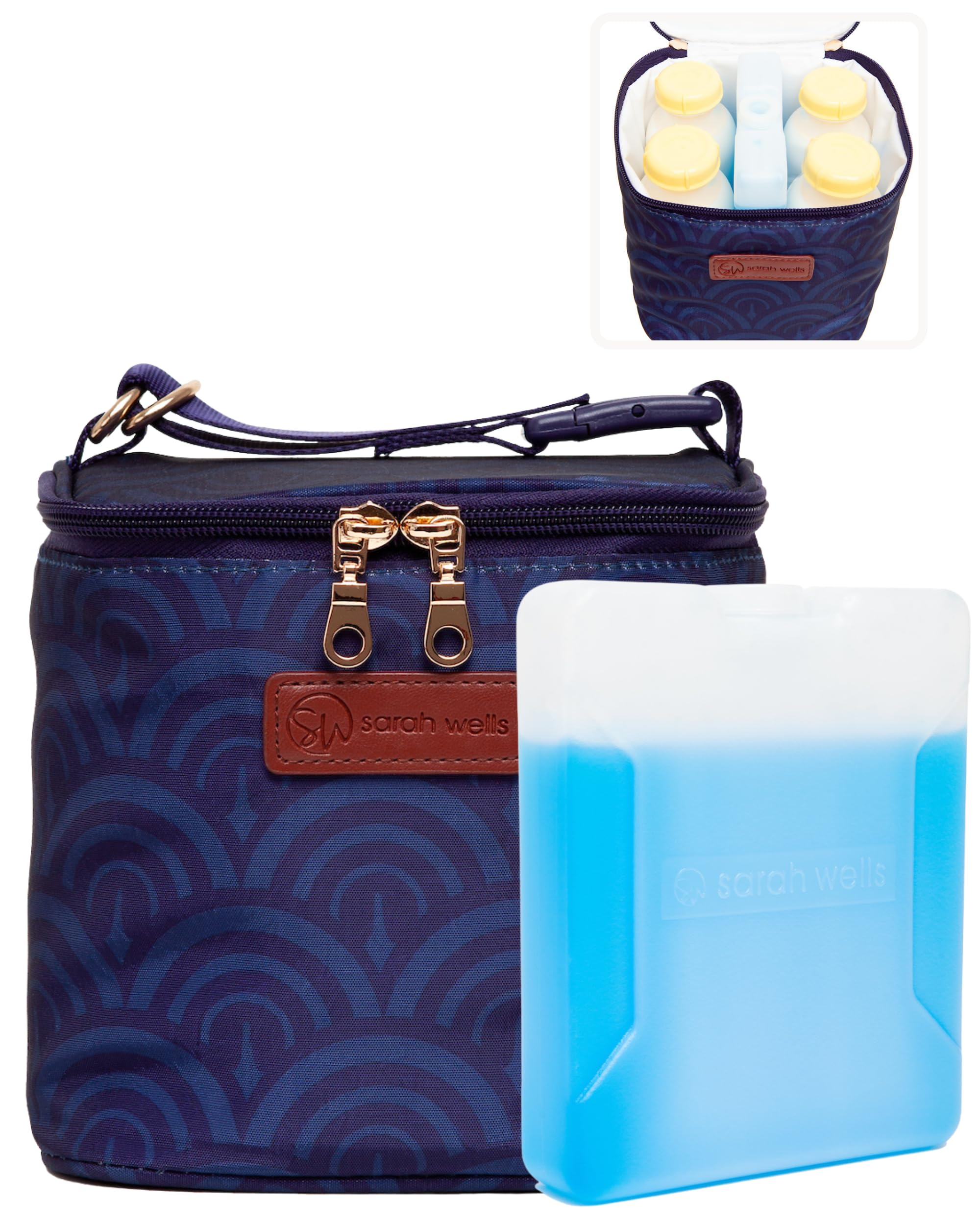 Sarah Wells Cold Gold Breastmilk Cooler Bag With Ice Pack (Deco)