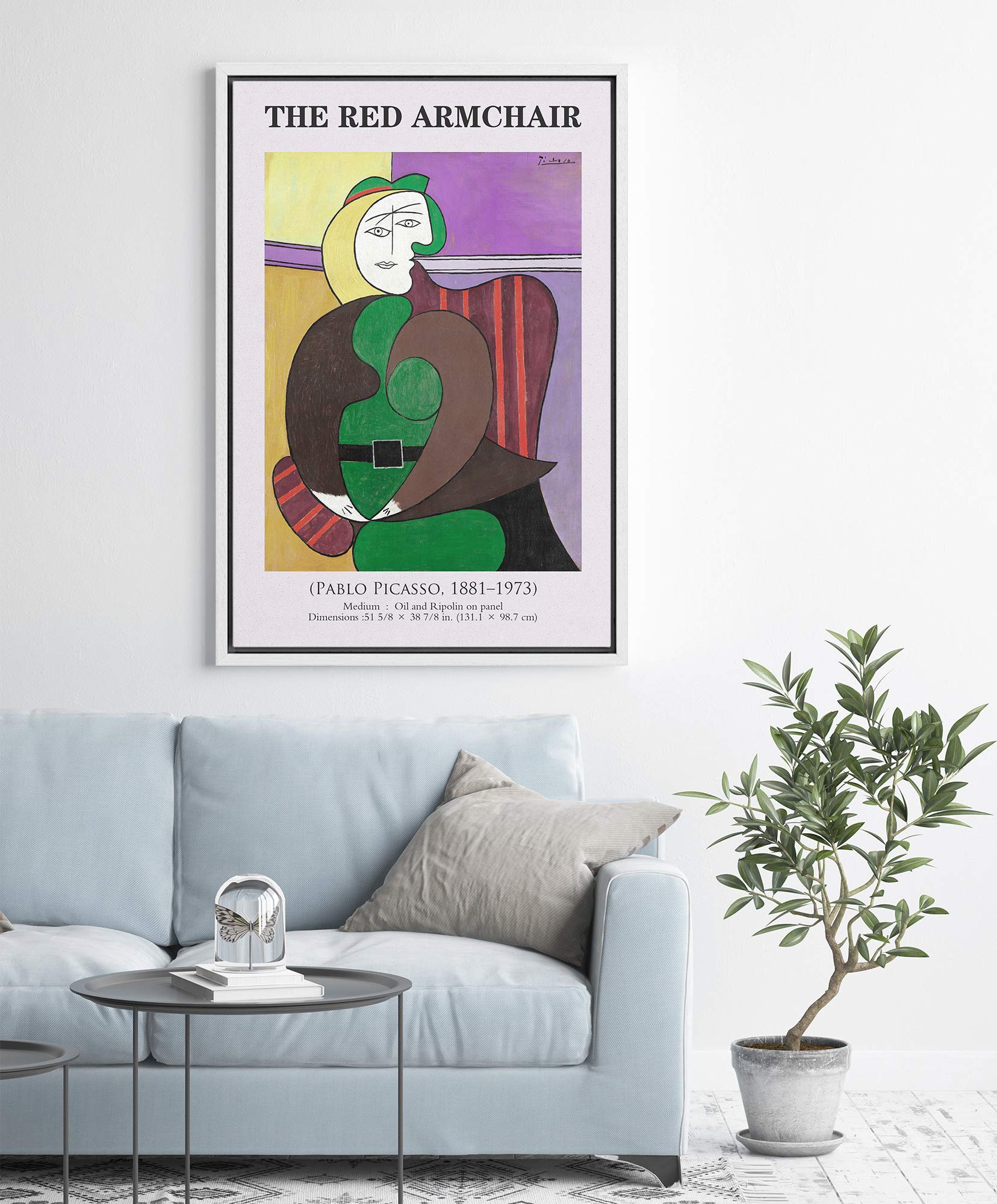 Idea4Wall Framed Canvas Print Wall Art The Red Armchair Master Artist Pablo Picasso Nature Wilderness Oil Painting Impressionism