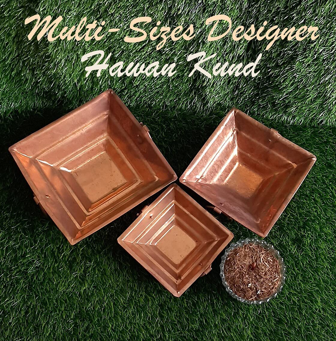 SHIV SHAKTI ARTS Handmade Pure Copper 15.7 inch X 15.7 inch X 4.3 inch Hawan Kund for Home Puja and Hawan Purpose for Diwali lax