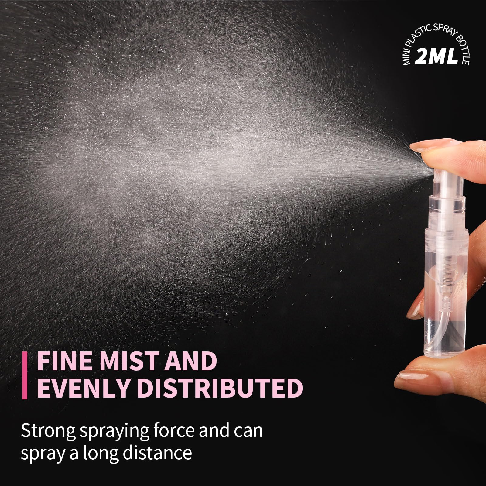 Fandamei Mini Spray Bottle, 10 Pack 2Ml Mini Plastic Spray Bottle Empty, Fine Mist Refillable Mini Perfume Bottle, Small Perfume