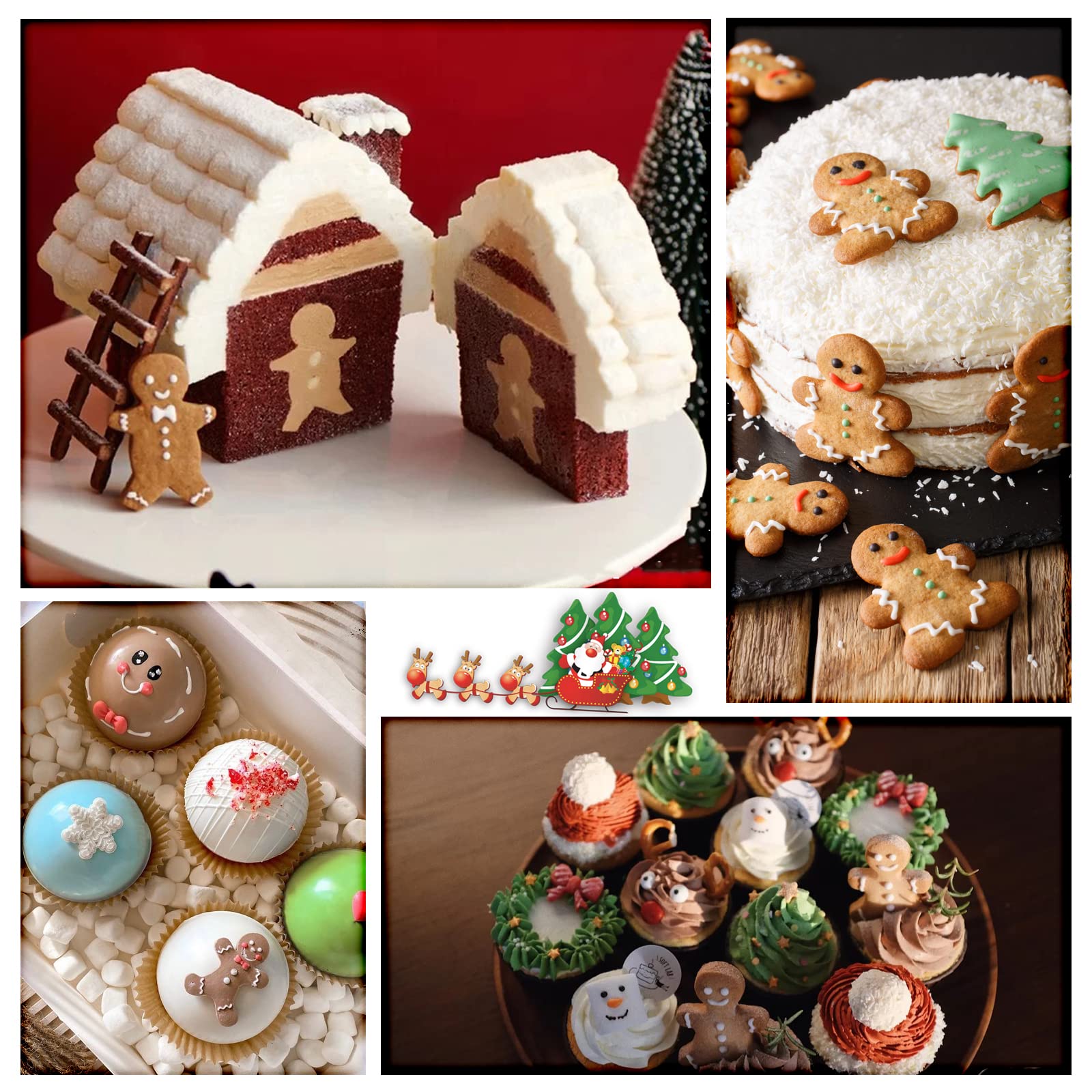 Christmas Gingerbread Man Fondant Mold, Cake Decorating Silicone Mold, Chocolate Candy Kitchen Baking Tool For Christmas Cookies