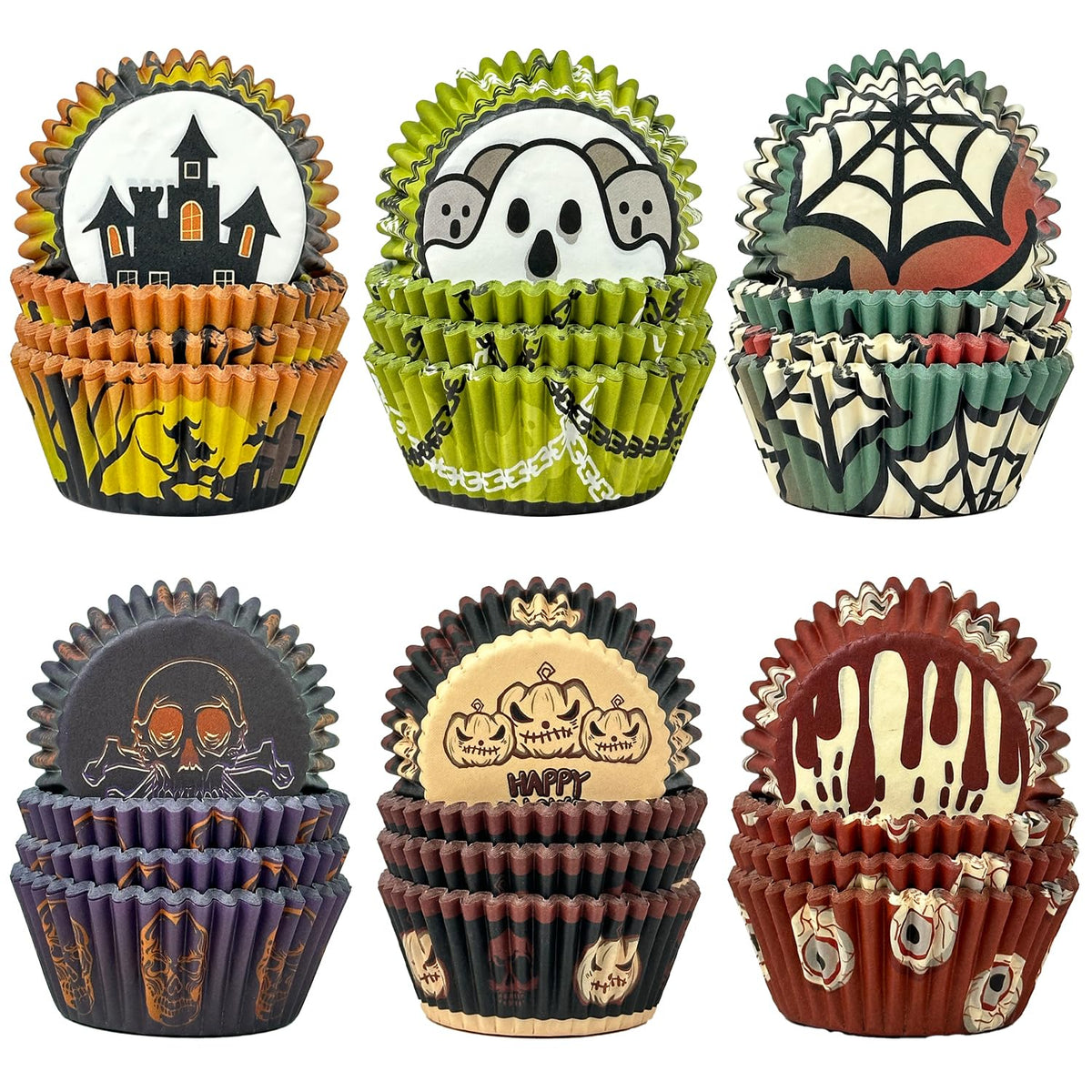 Qiqee Halloween Standard Cupcake Liners Cupcake Cups 300-Count Food Grade Gradient Design Cupcake Papers Baking Cups Cupcake Wra