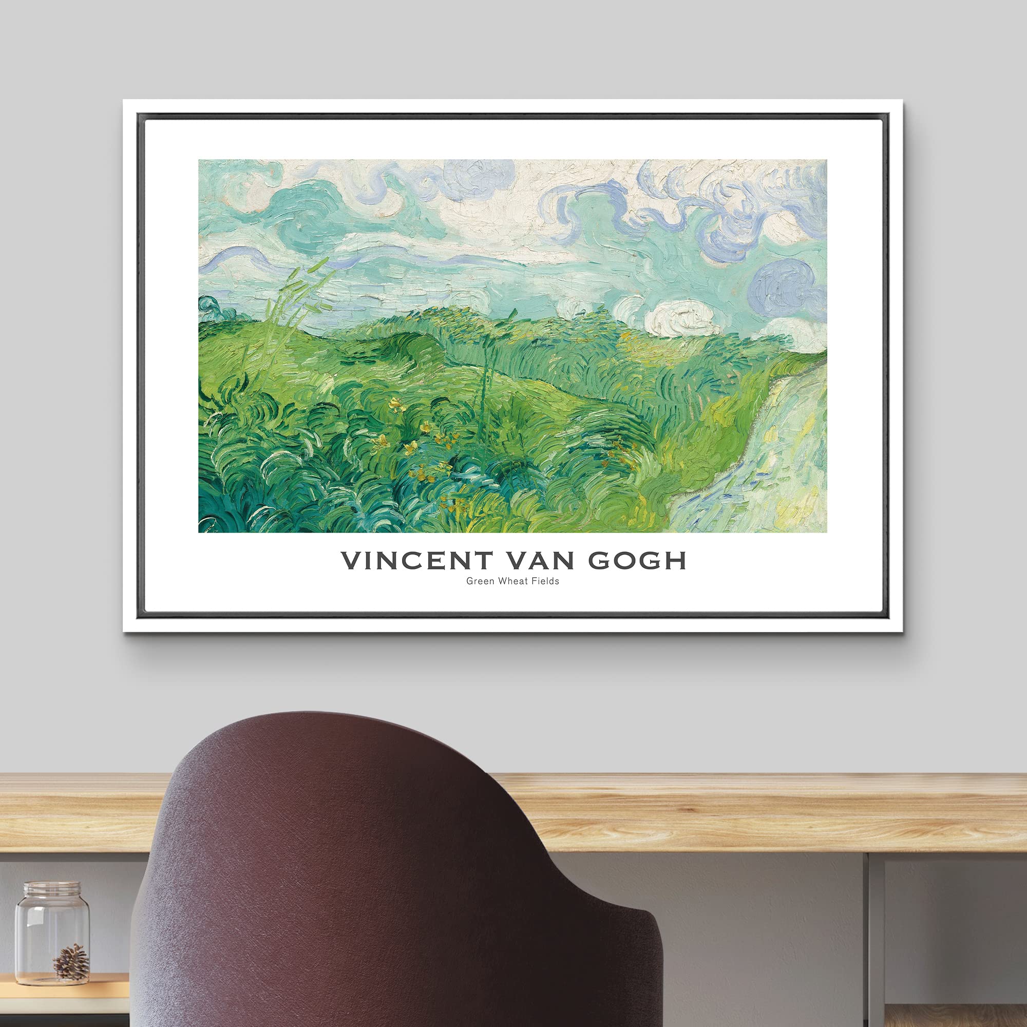 Wall26 Framed Canvas Print Wall Art Green Wheat Fields By Vincent Van Gogh Nature Historic Illustrations Impressionism Fine Art