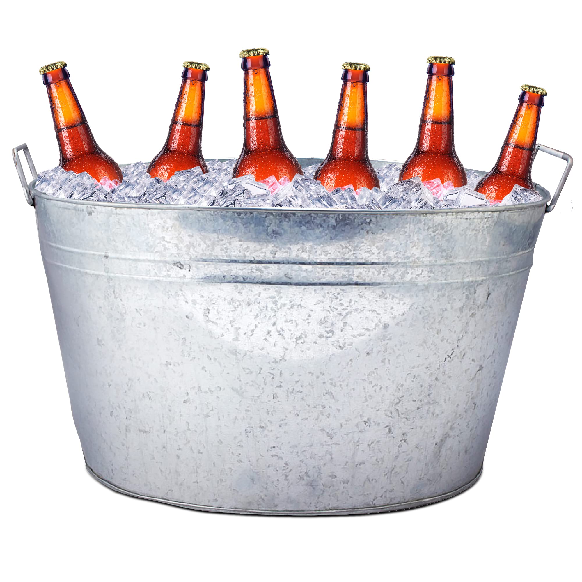 Simple Elements 8 Gallon Galvanized Tub - Multifunctional Ice Bucket - Beverage Tub For Parties, Events And Home Decor - Farmhou