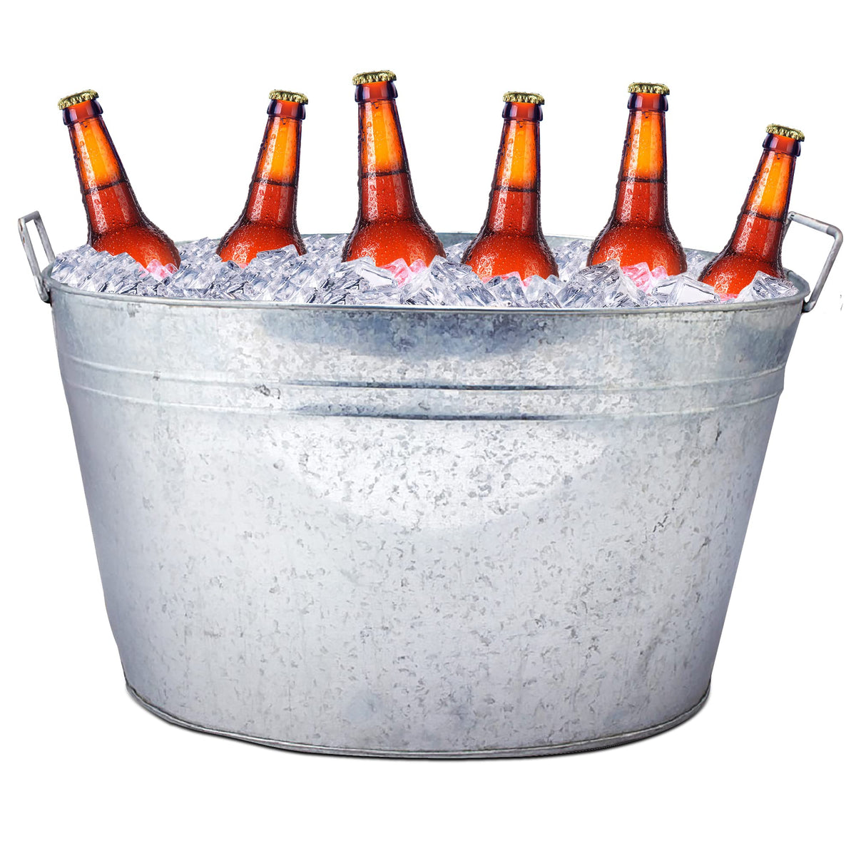Simple Elements 8 Gallon Galvanized Tub - Multifunctional Ice Bucket - Beverage Tub For Parties, Events And Home Decor - Farmhou