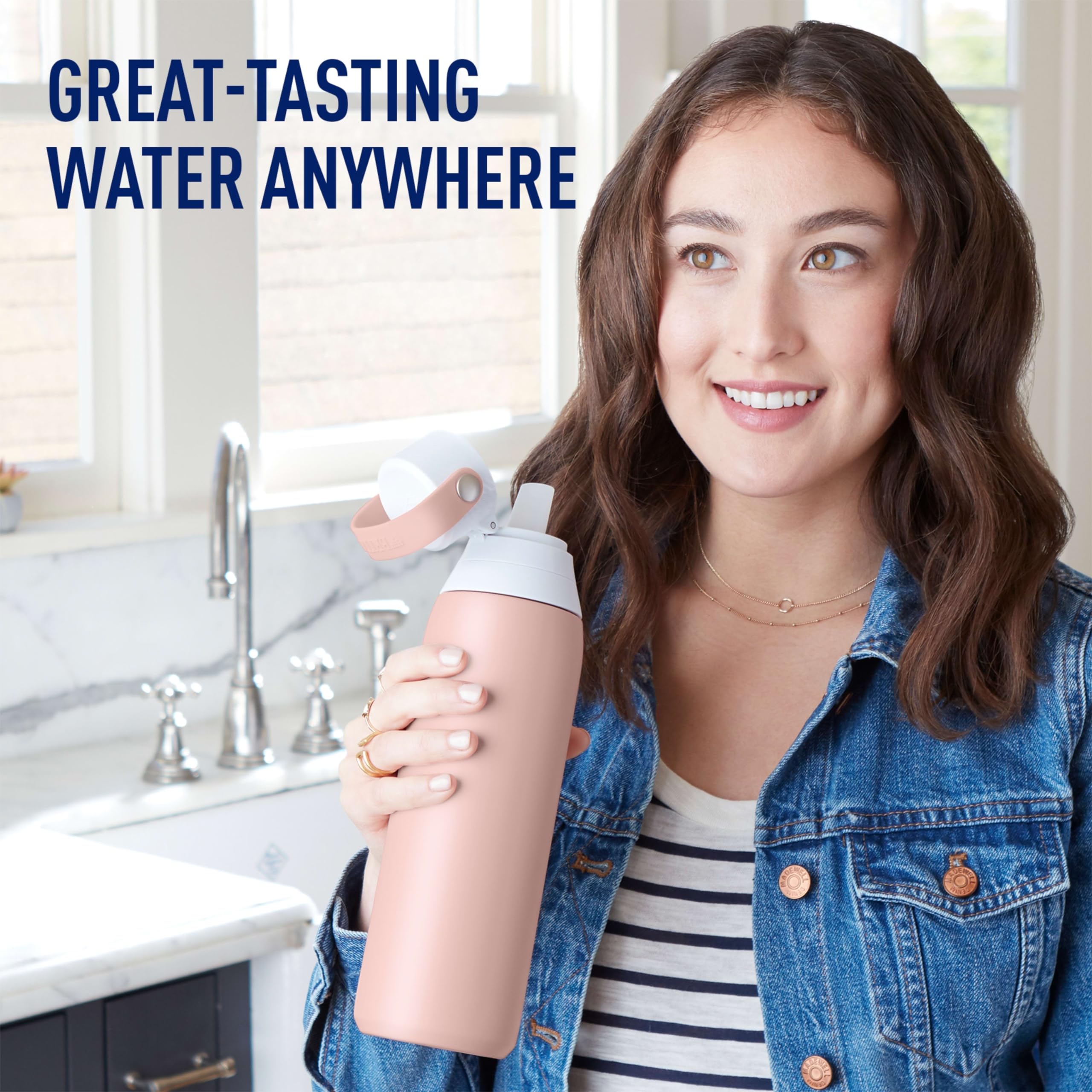 Brita Stainless Steel Premium Filtering Water Bottle, Bpa-Free, Replaces 300 Plastic Water Bottles, Filter Lasts 2 Months Or 40